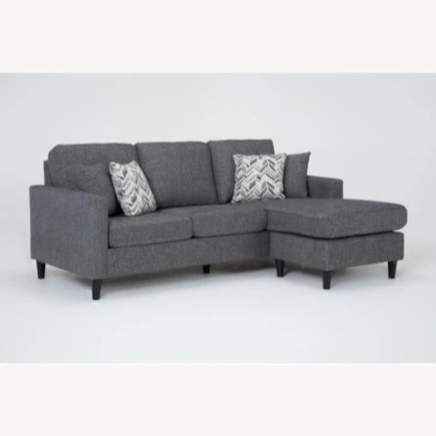 Living Spaces Mathers Slate Grey Fabric 91" Sofa with Reversible Chaise - image-1