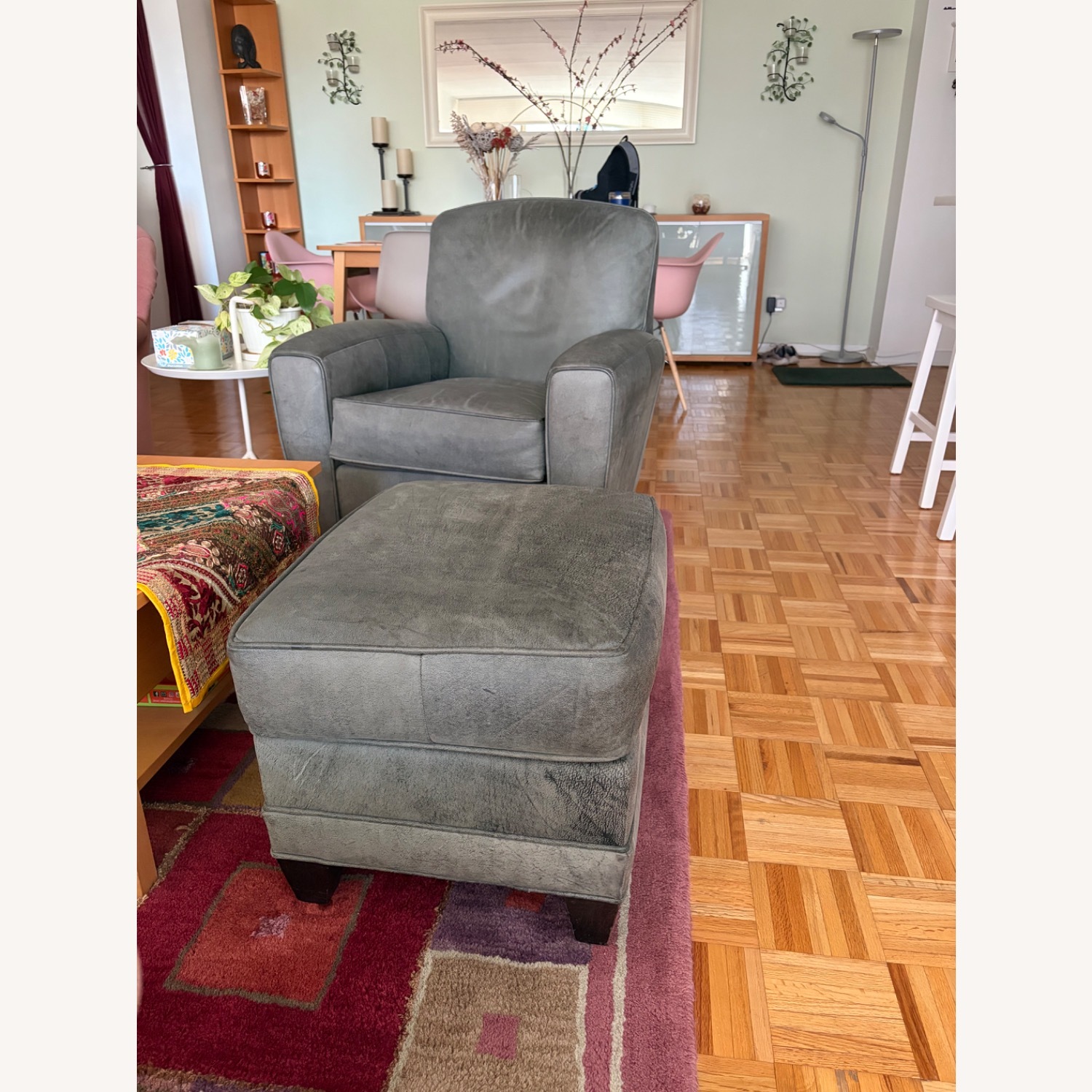 Ethan Allen Green Ottoman - image-3