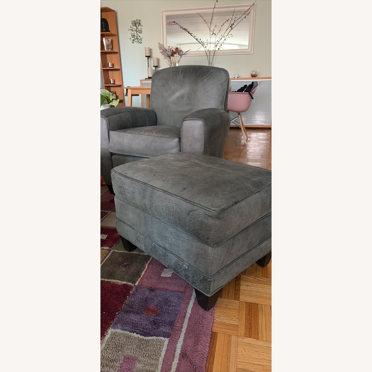 Ethan Allen Green Ottoman - image-2