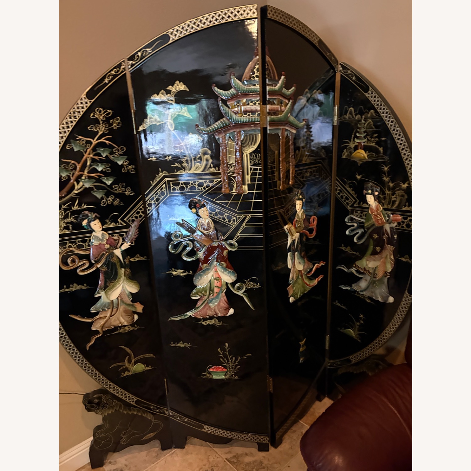 Vintage/Antique Finds Black Lacquer Room Divider - image-2