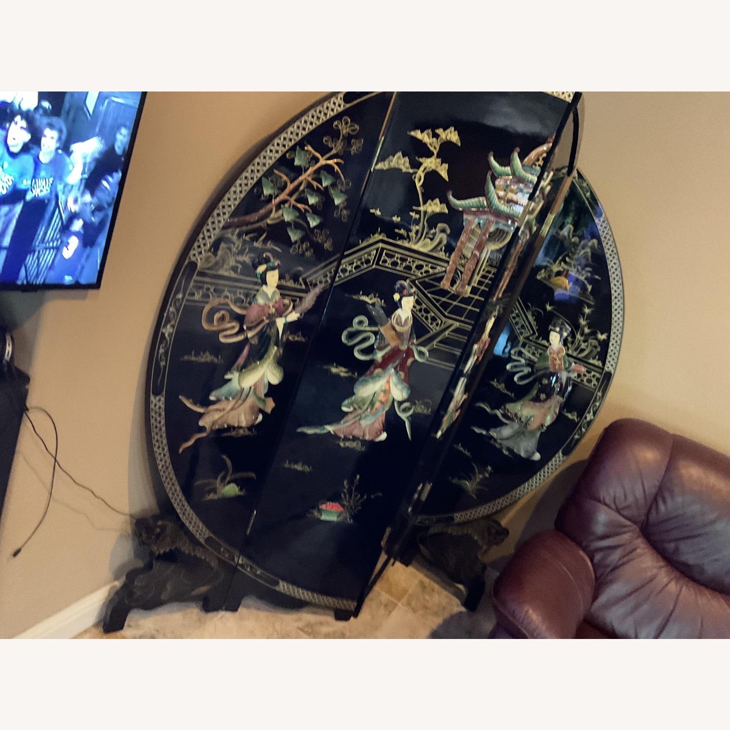 Vintage/Antique Finds Black Lacquer Room Divider - image-3