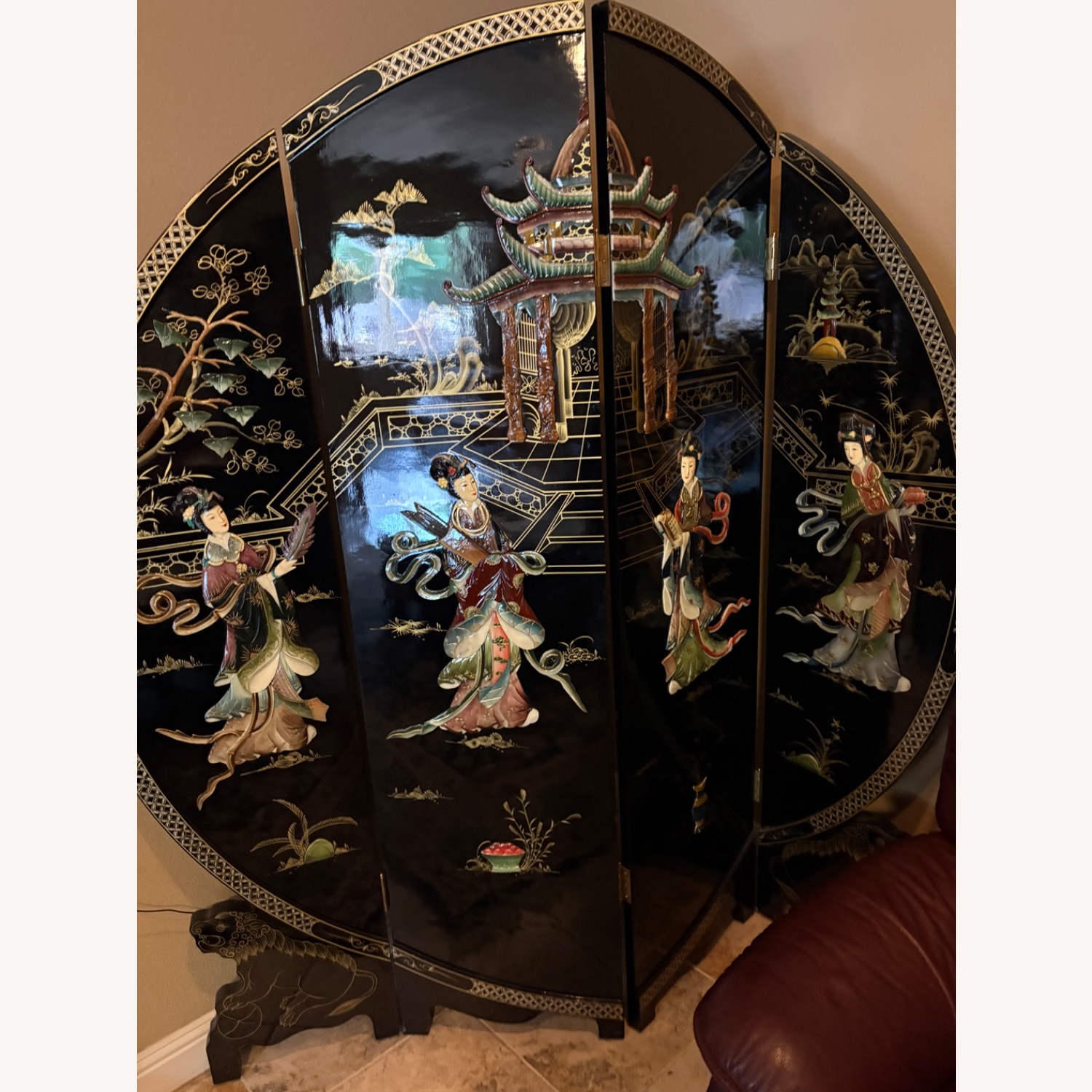 Vintage/Antique Finds Black Lacquer Room Divider - image-1