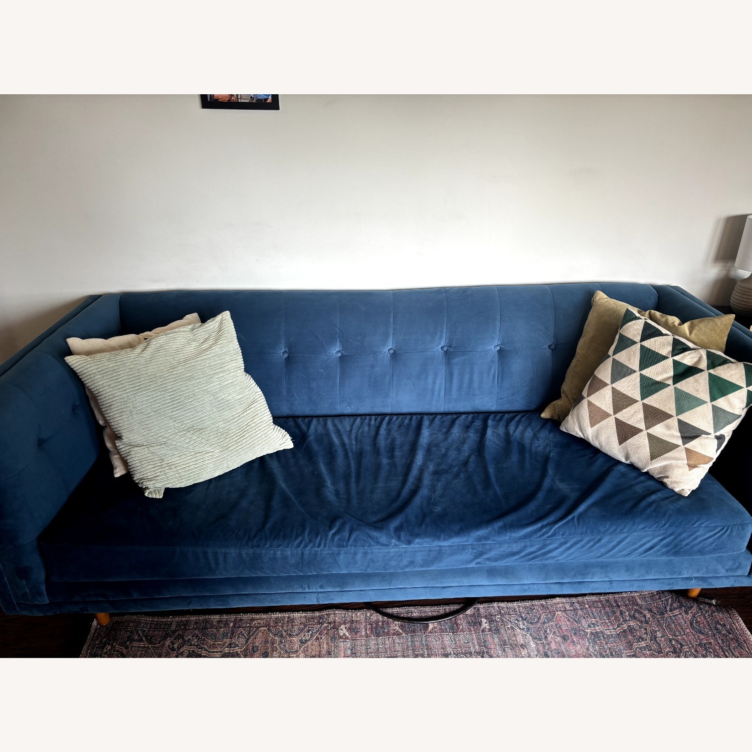 West Elm Bradford Sofa Blue Velvet 3+ Seater Sofa - image-2