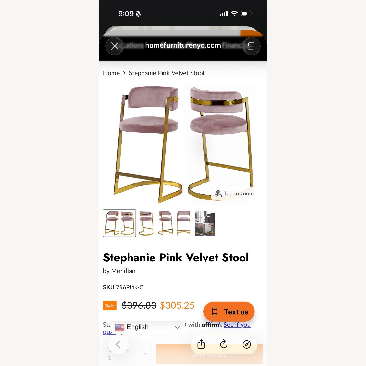 Stephanie Blush Velvet Stools - image-1