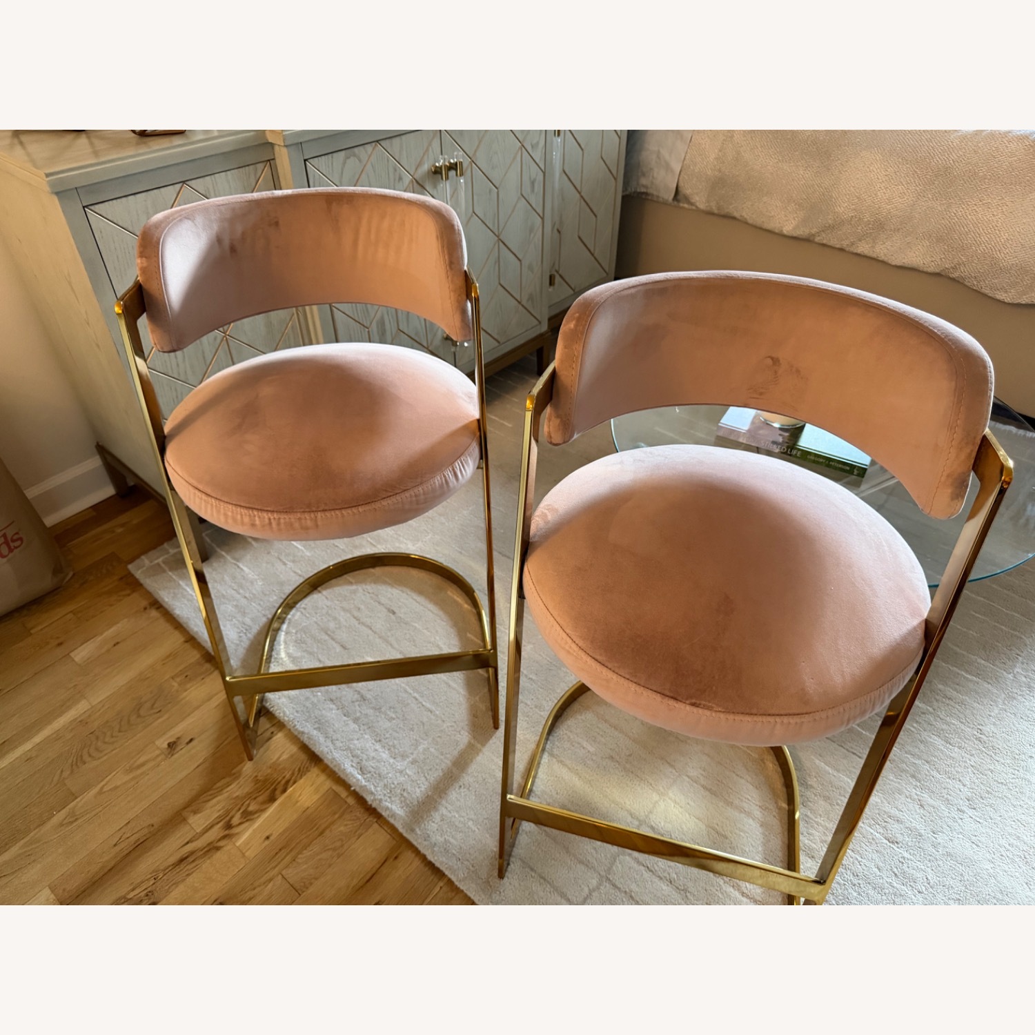 Stephanie Blush Velvet Stools - image-2