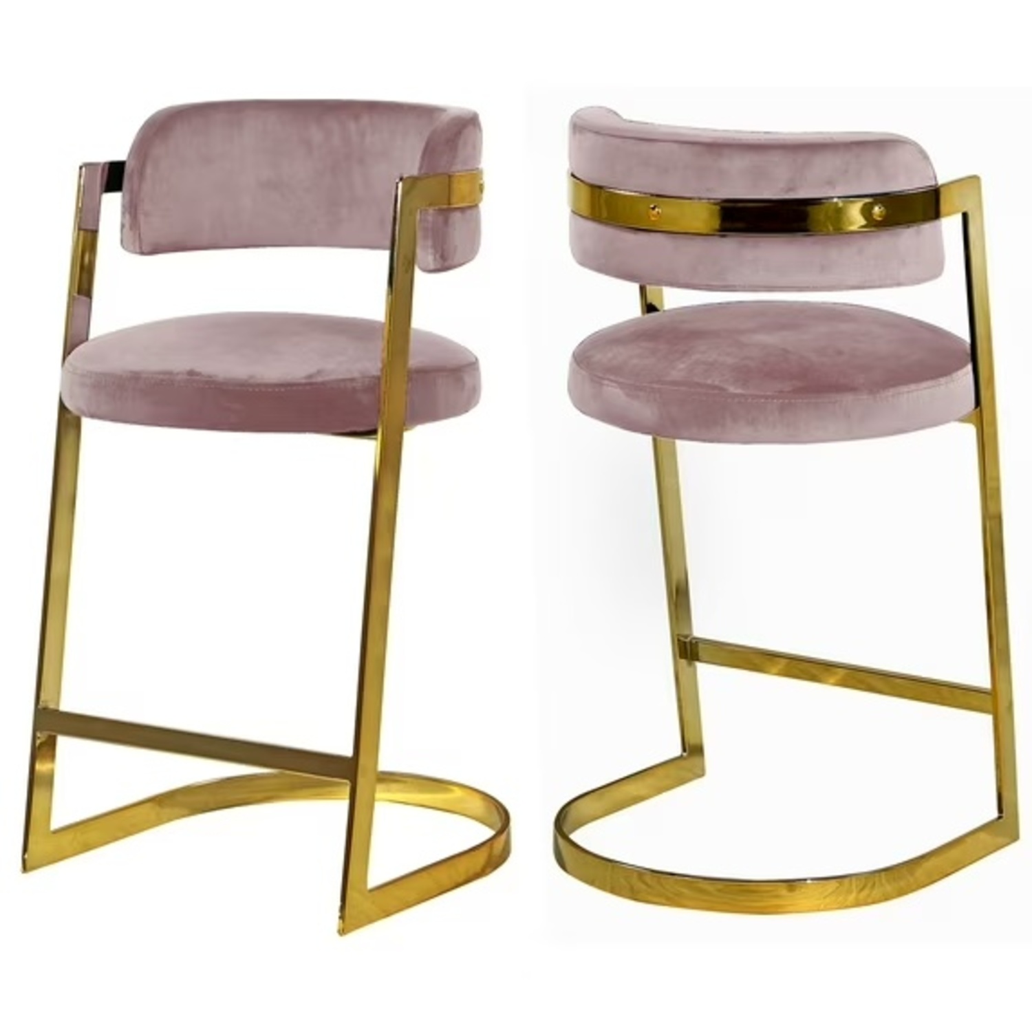 Stephanie Blush Velvet Stools - image-4