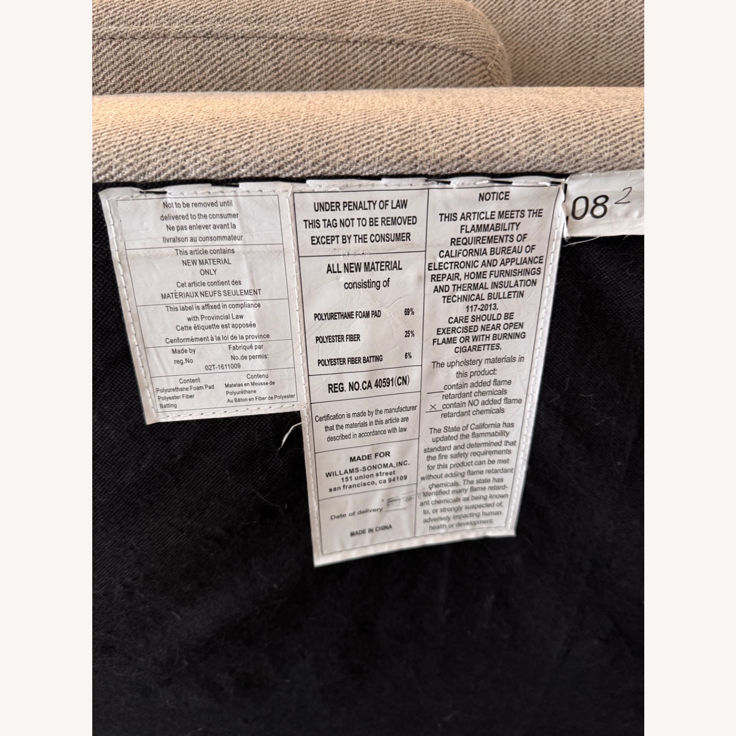 West Elm Andes 76.5” Sofa Stone Twill - image-8