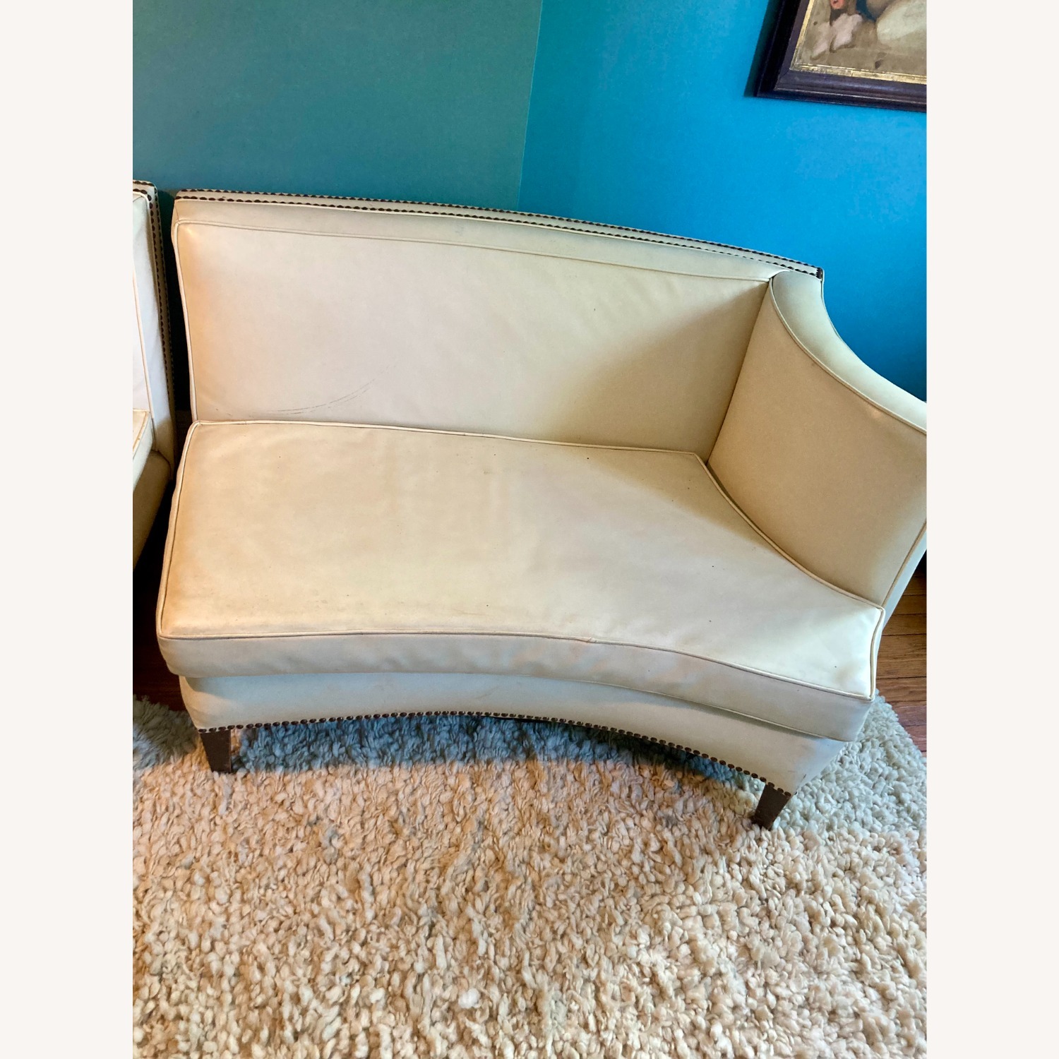 Vintage Curved Hollywood Regency Leather Sofa - image-4