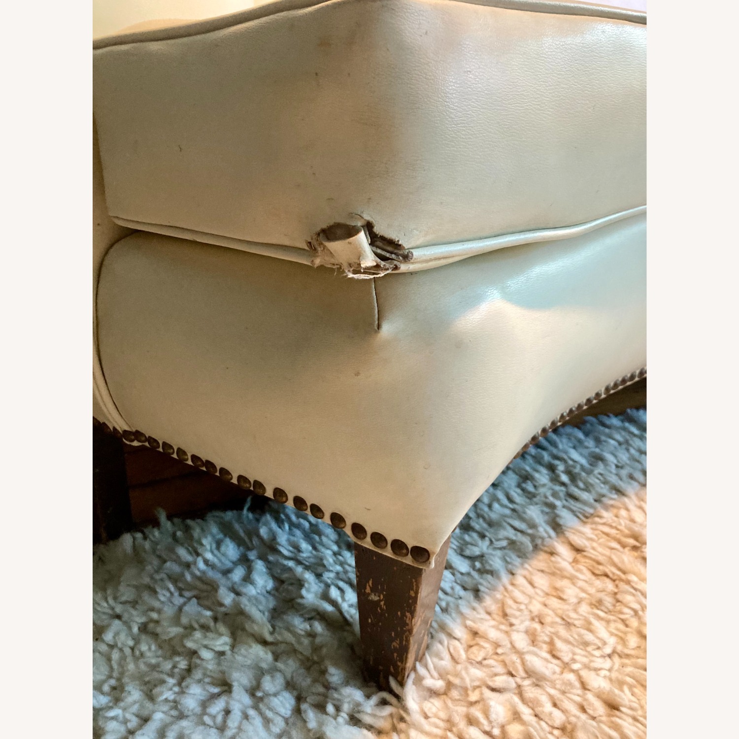 Vintage Curved Hollywood Regency Leather Sofa - image-8