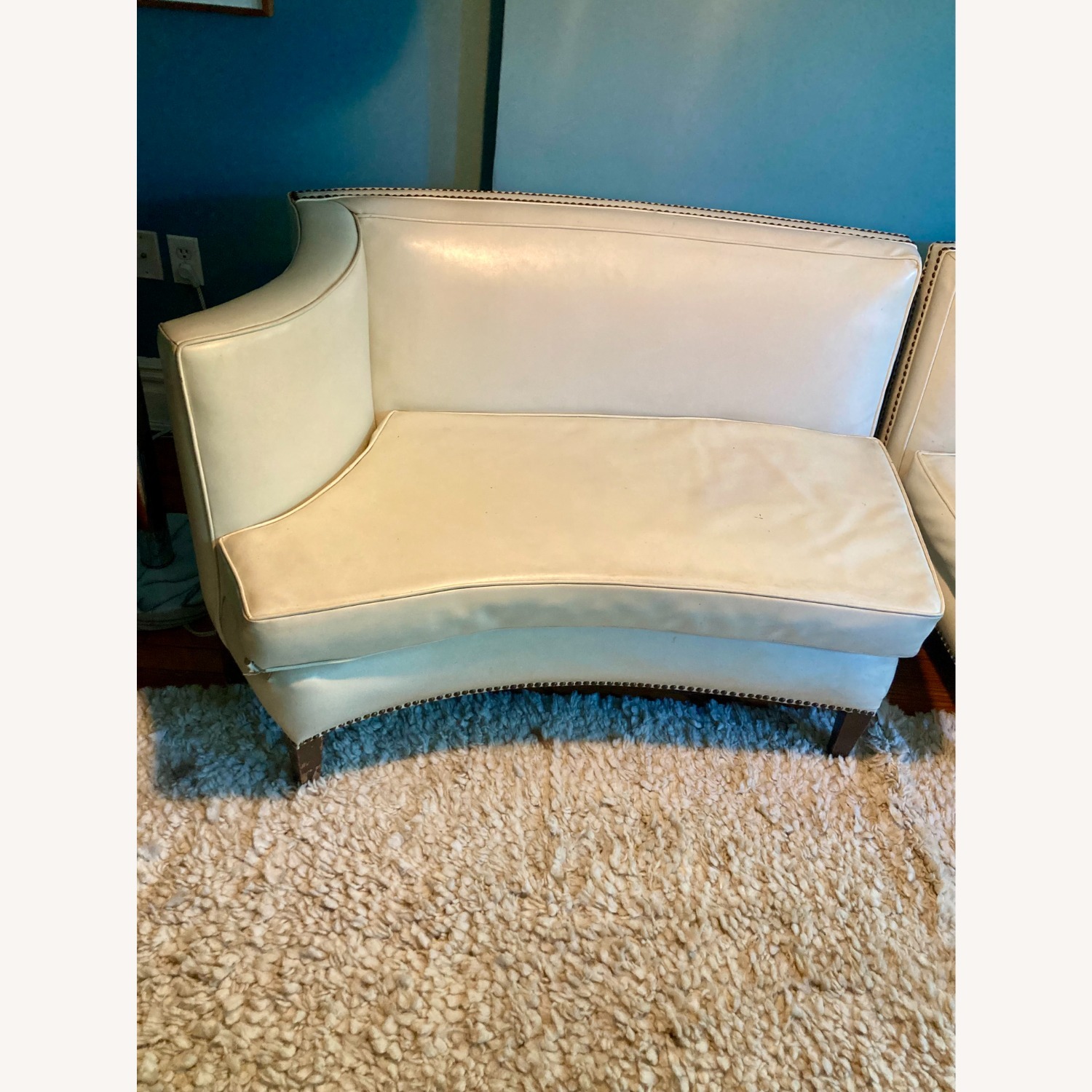Vintage Curved Hollywood Regency Leather Sofa - image-3