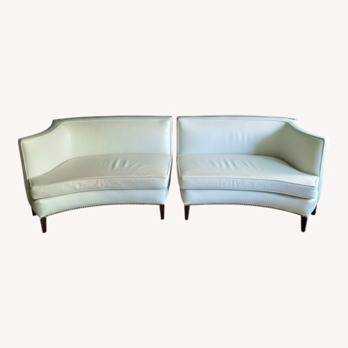Used Vintage Curved Hollywood Regency Leather Sofa for sale on AptDeco