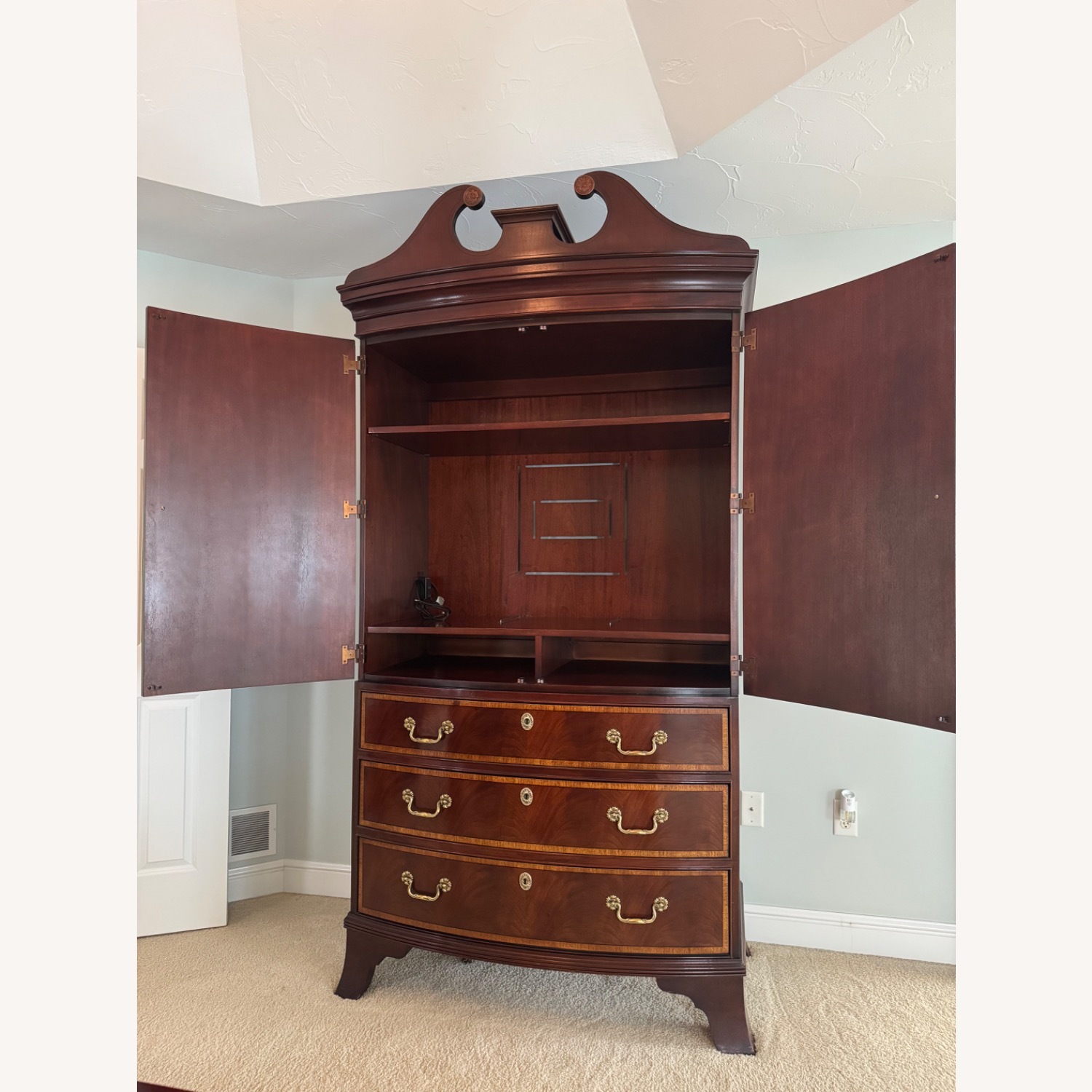  Vintage Hickory White Mahogany Wood Armoire - image-3
