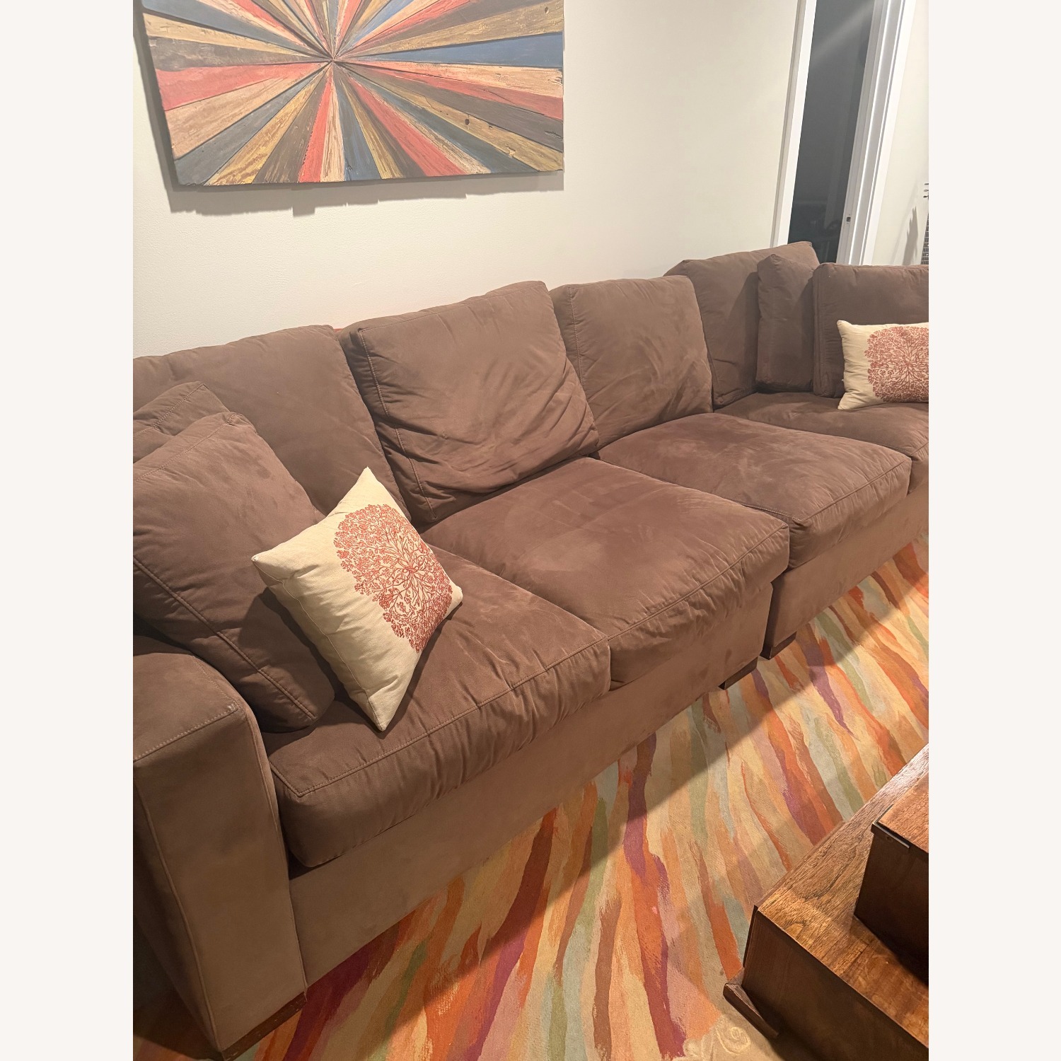 Crate & Barrel Microsuede sectional - image-2
