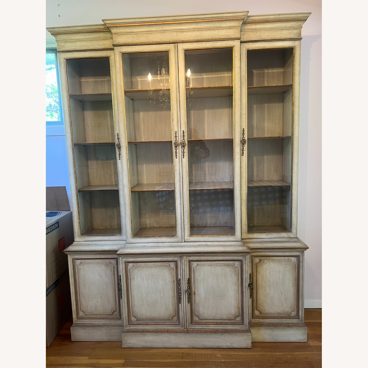 Traditional Breakfront Antique White Finish  - image-14