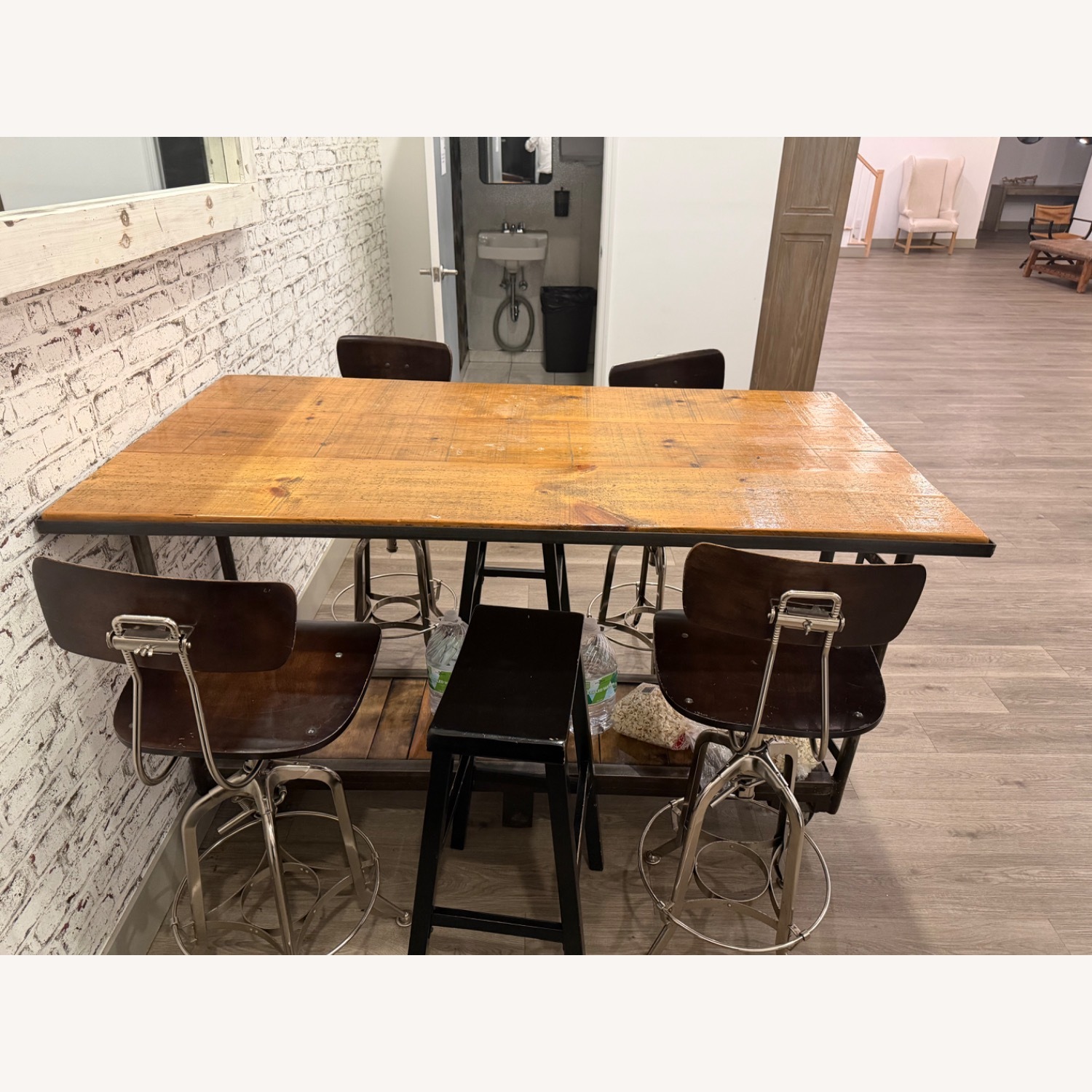 Vintage/Antique Natural Wood Kitchen Island - image-1