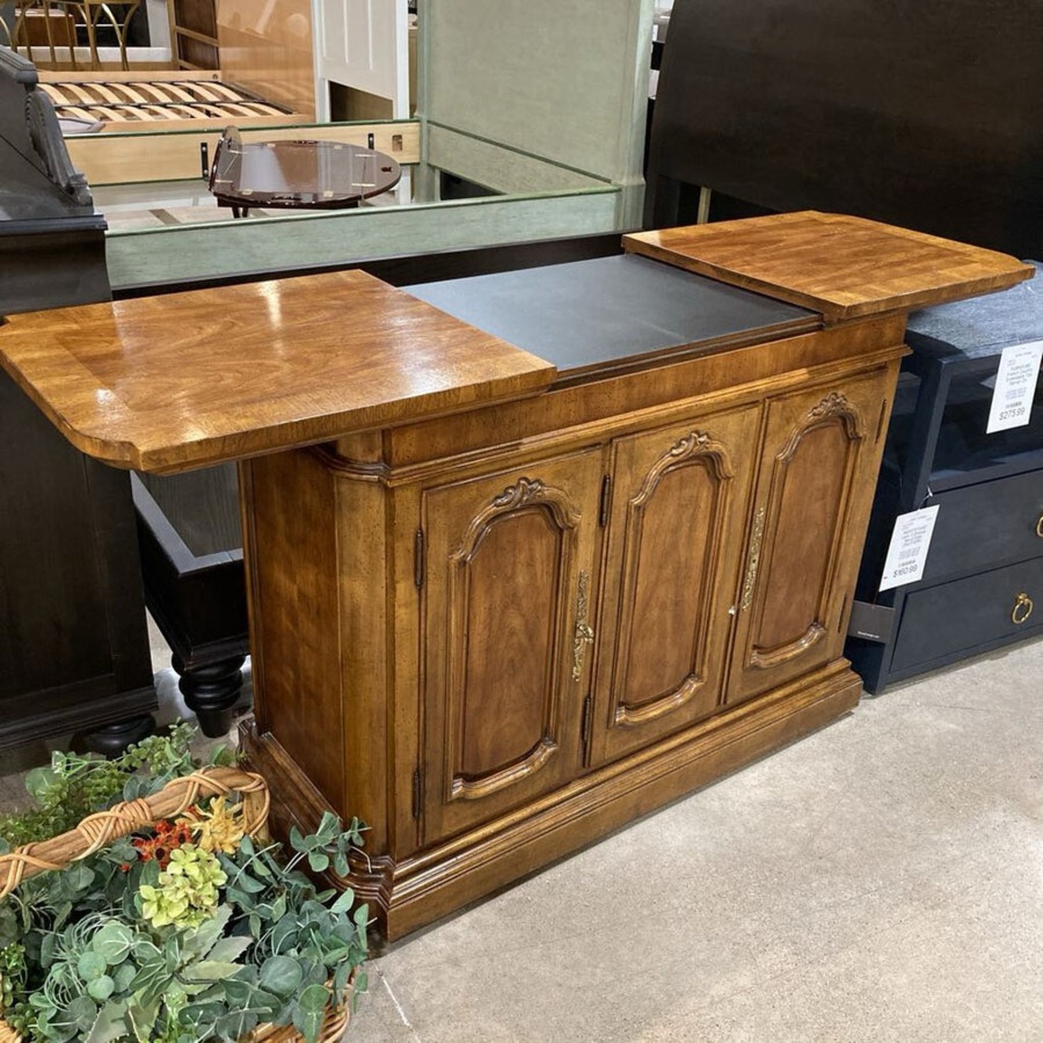 French Country Extendable Top Server On Casters - image-5