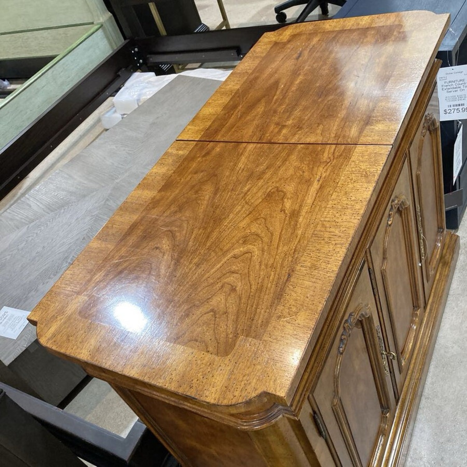 French Country Extendable Top Server On Casters - image-4