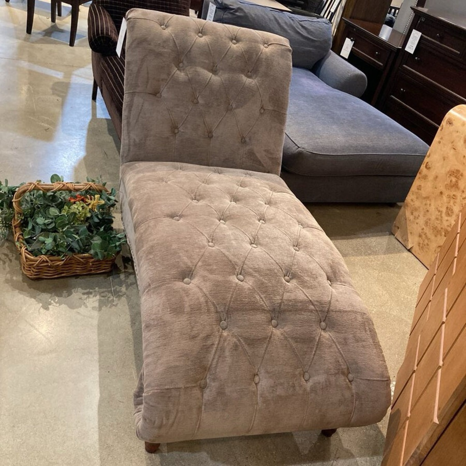 Velvet Upholstered Lounger Chaise - image-2