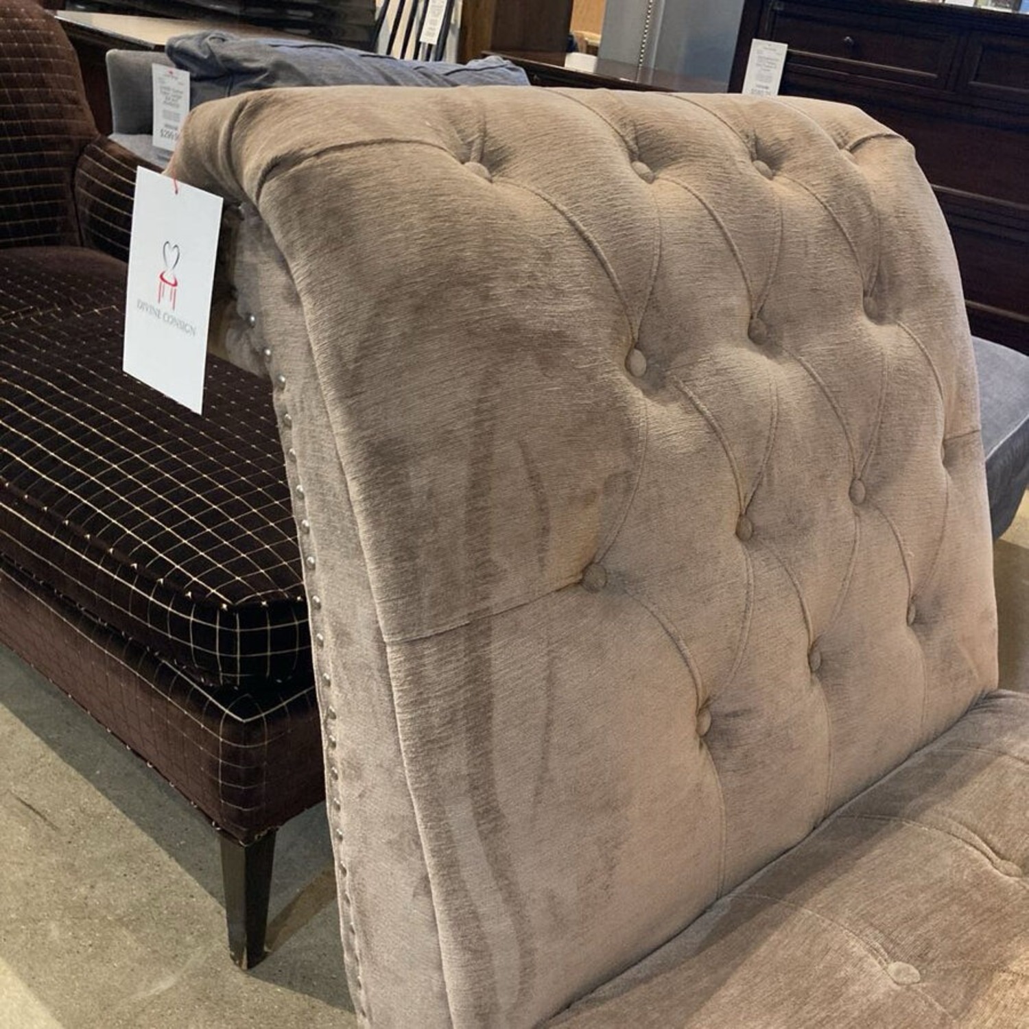 Velvet Upholstered Lounger Chaise - image-3