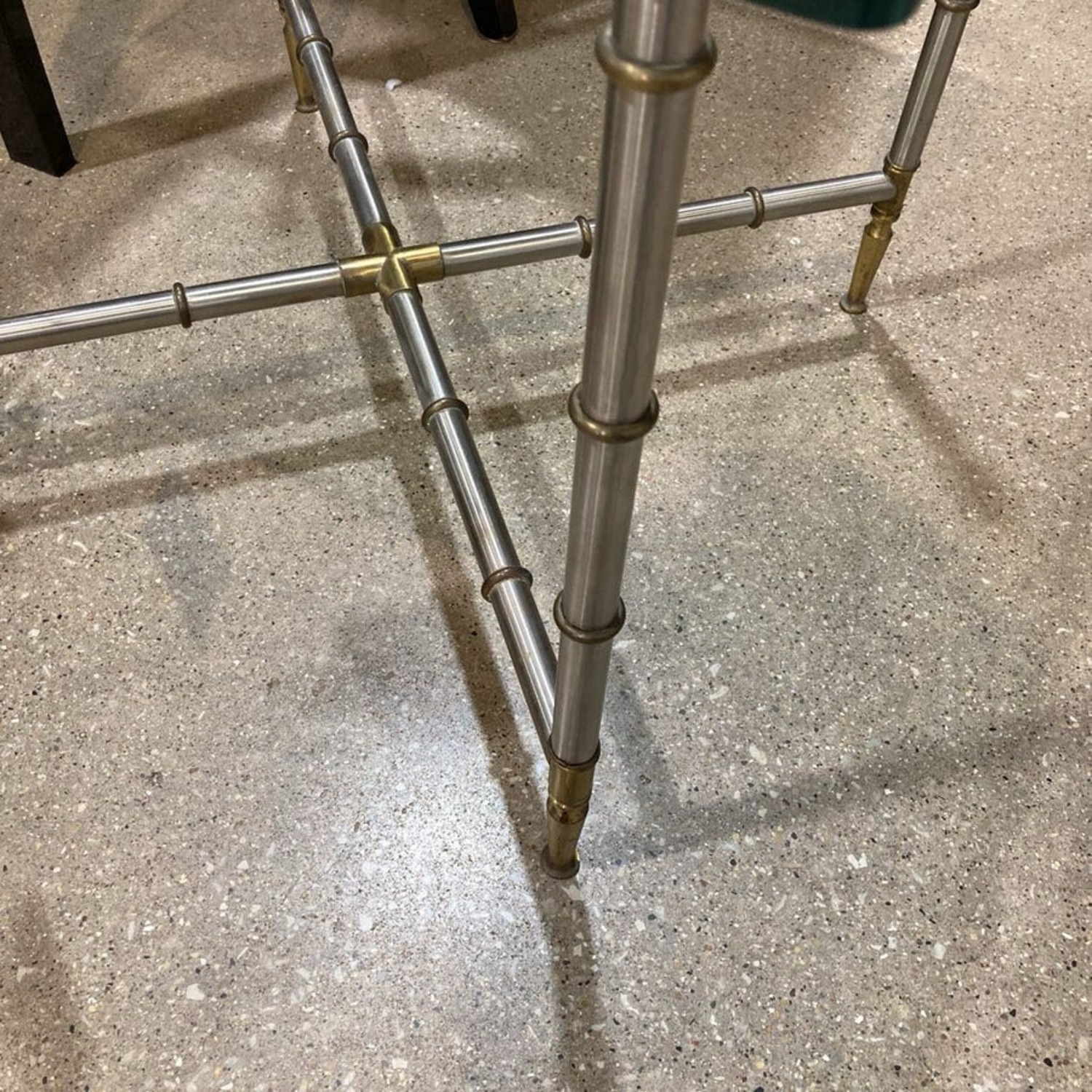 Metal Faux Bamboo Base W Glass Top Side Table - image-6
