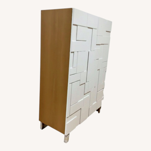 Used Pinch Design Alba Geometric Relief Armoire Cabinet for sale on AptDeco
