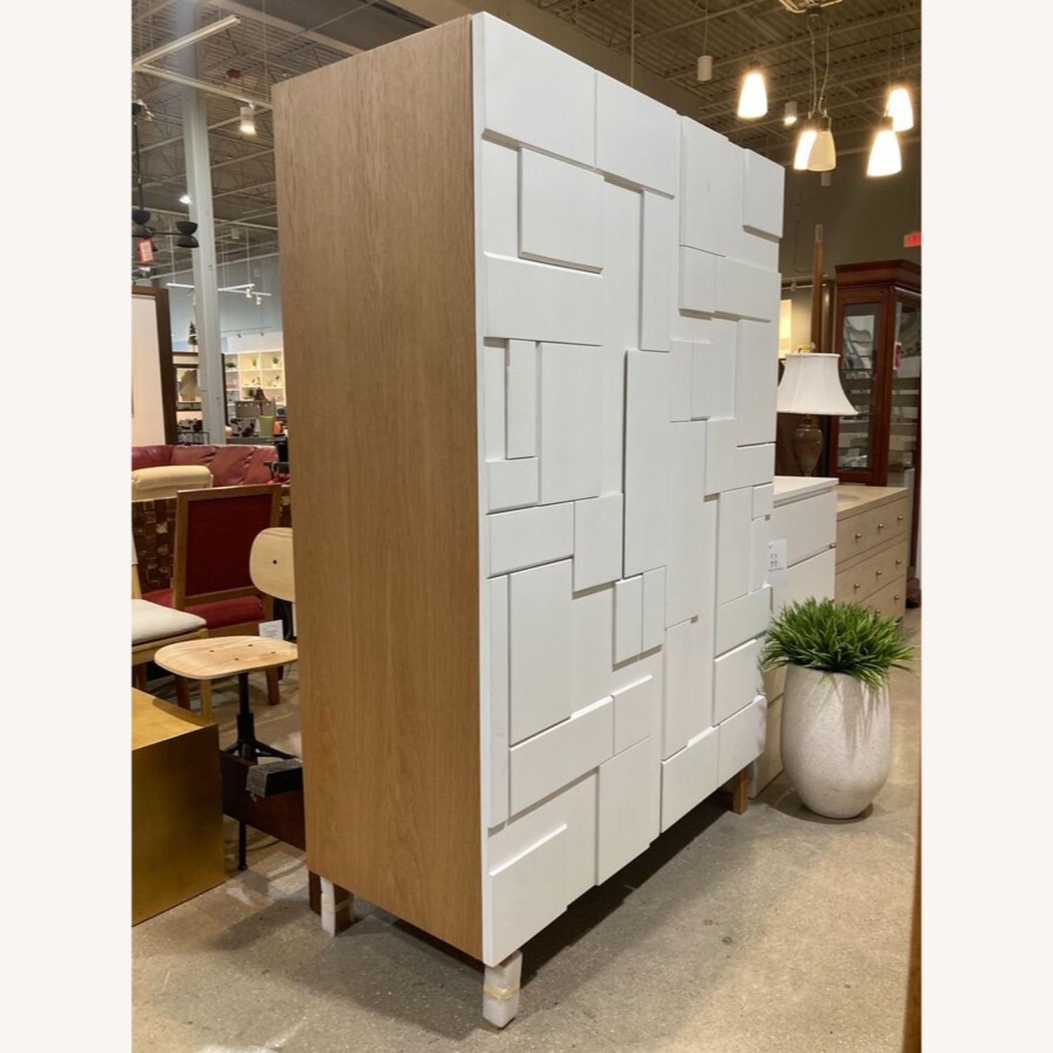 Pinch Design Alba Geometric Relief Armoire Cabinet - image-2
