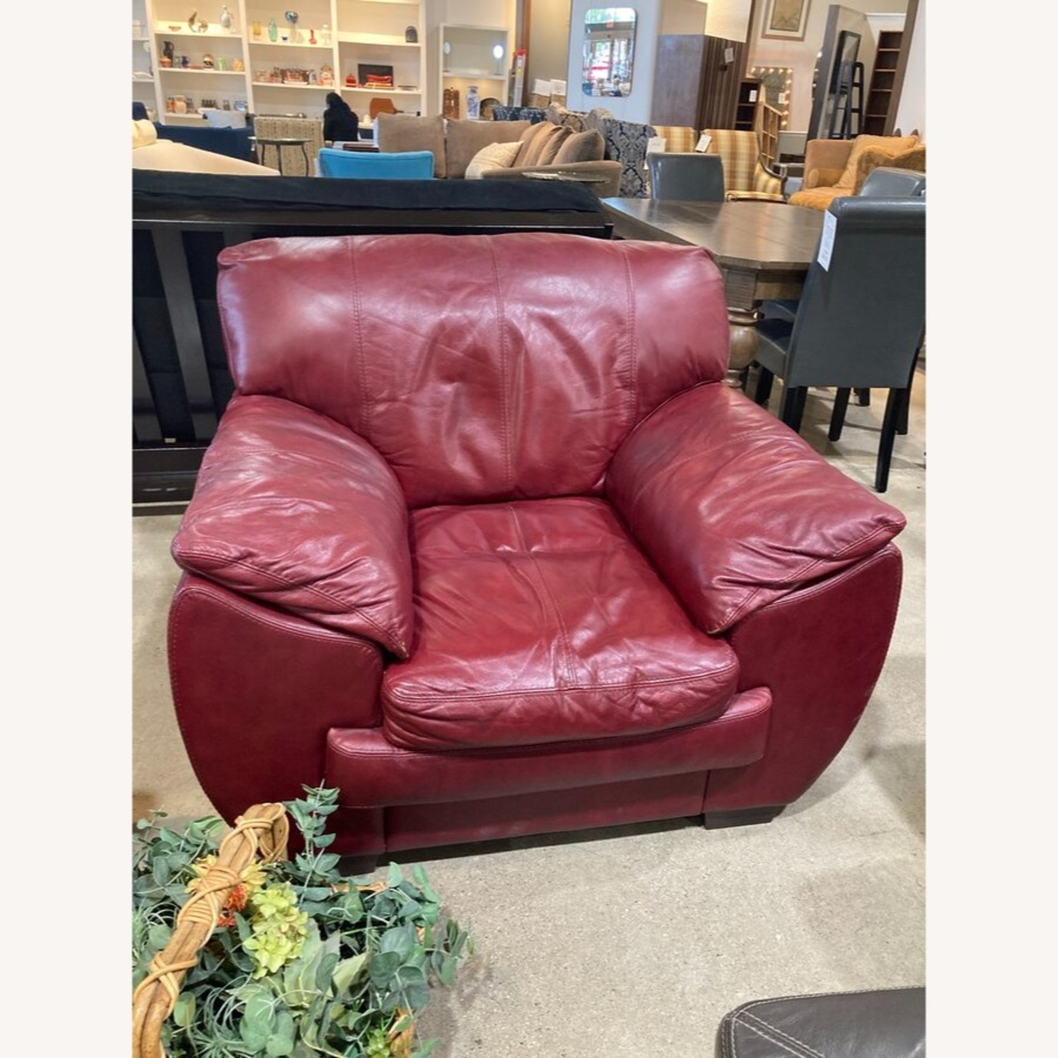 Socrate Leather Sofa Chair Maroon  - image-2