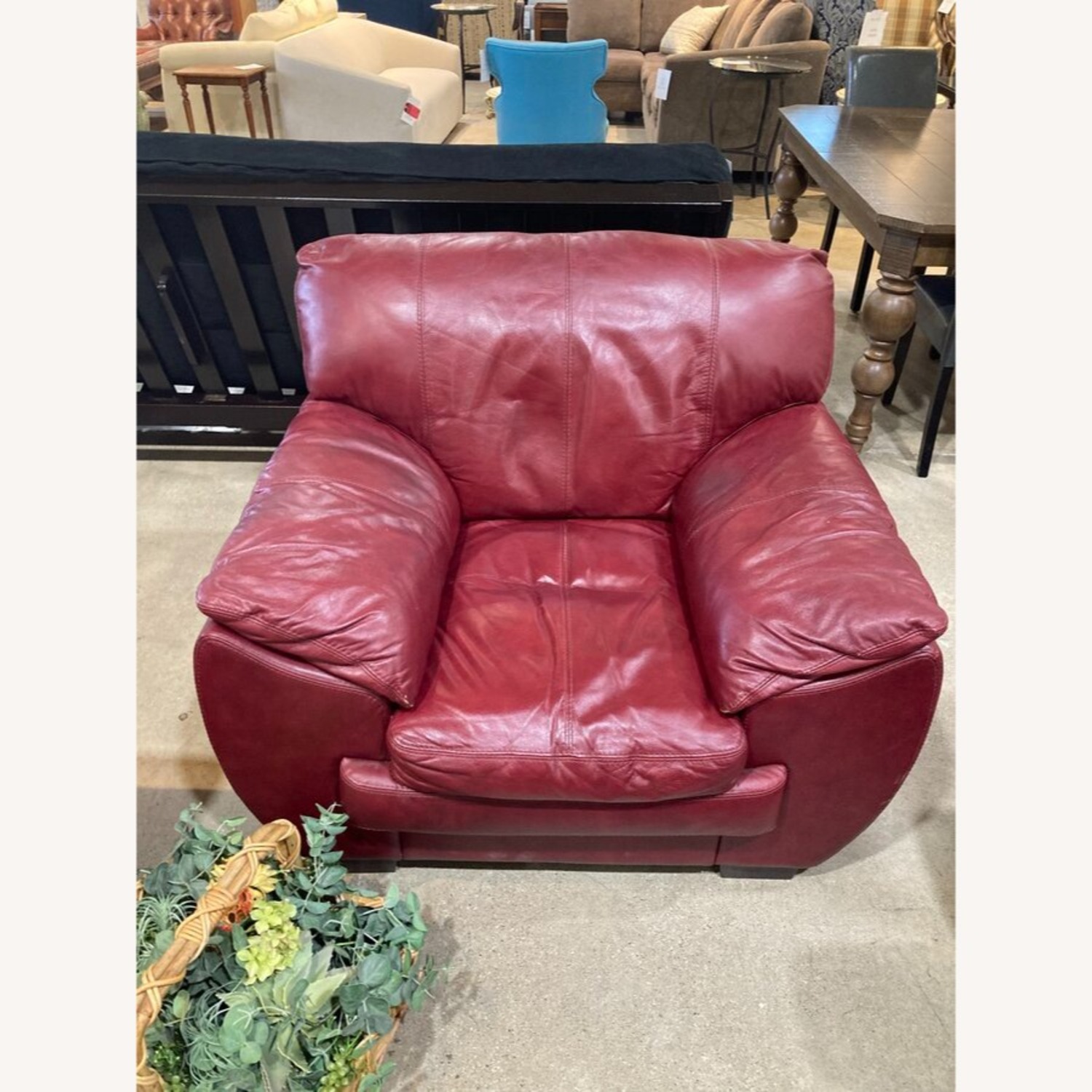 Socrate Leather Sofa Chair Maroon  - image-3