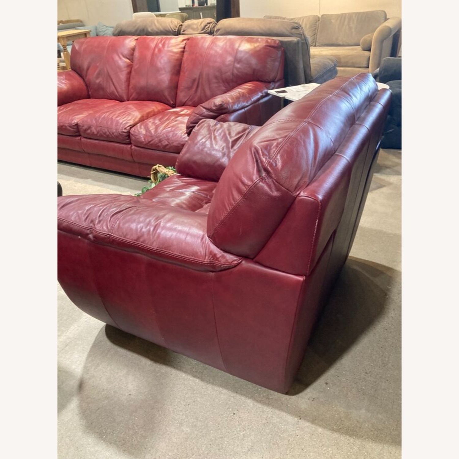 Socrate Leather Sofa Chair Maroon  - image-7