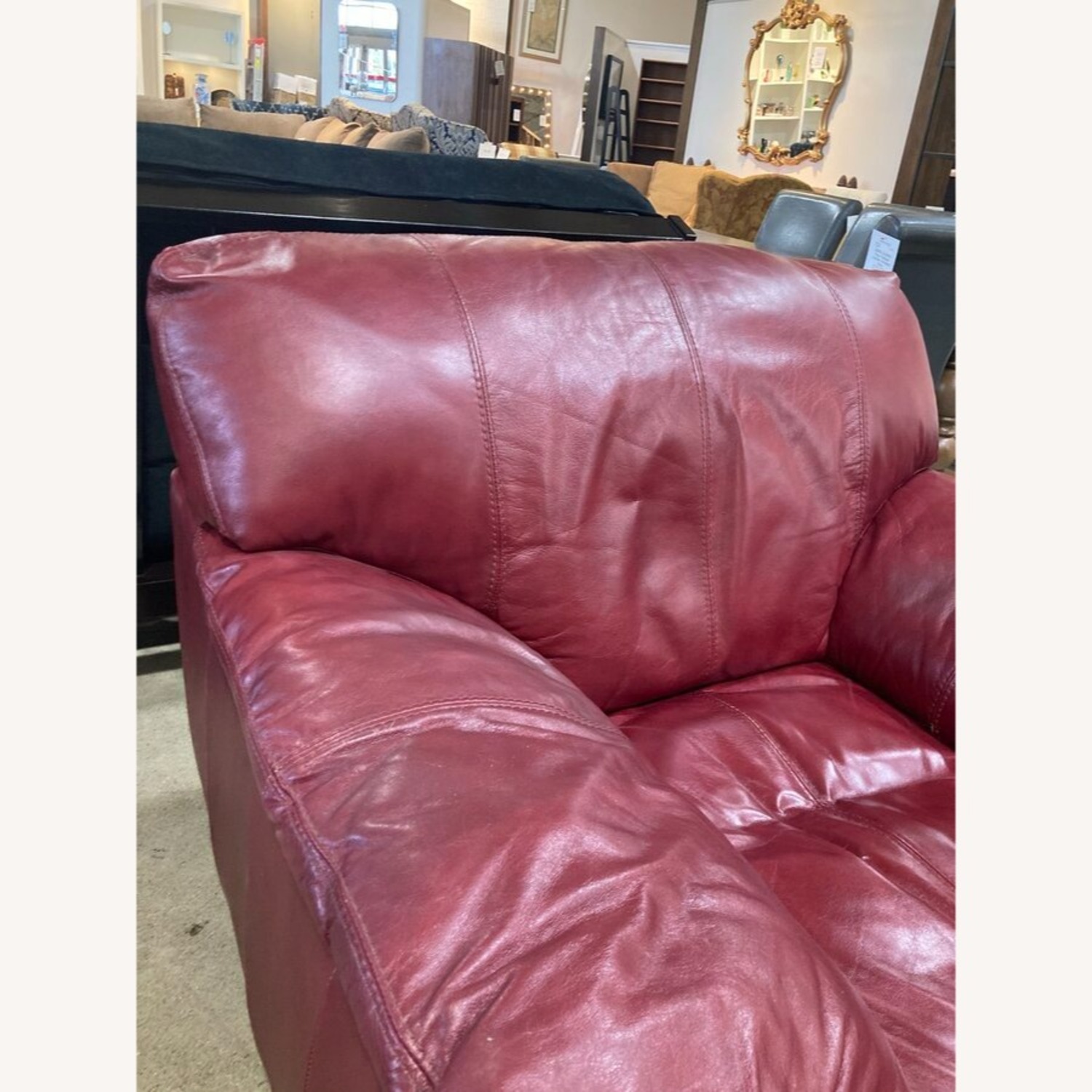 Socrate Leather Sofa Chair Maroon  - image-6