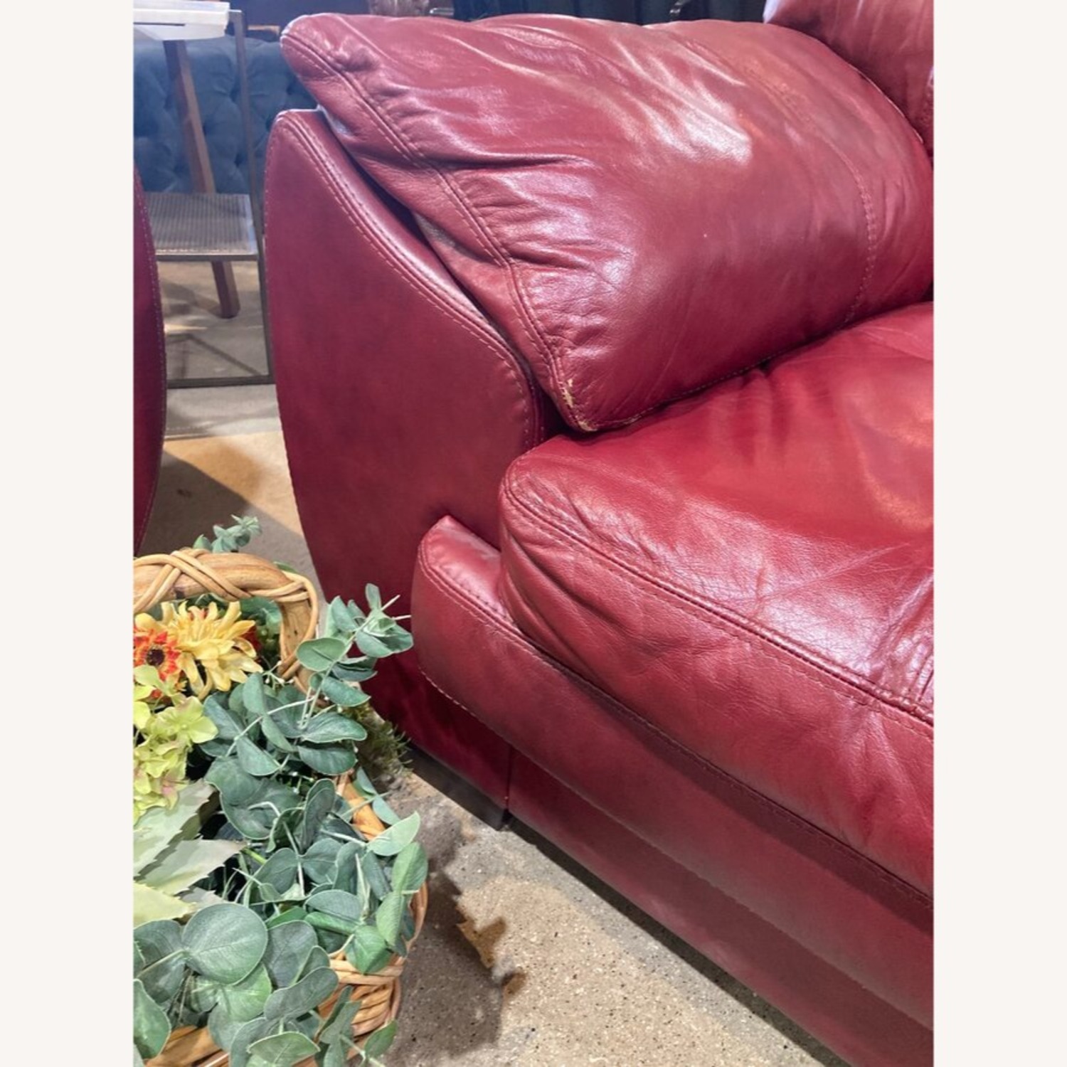 Socrate Leather Sofa Chair Maroon  - image-5