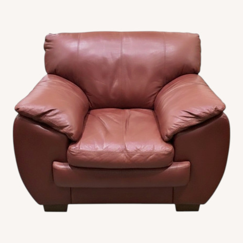 Used Socrate Leather Sofa Chair Maroon  for sale on AptDeco