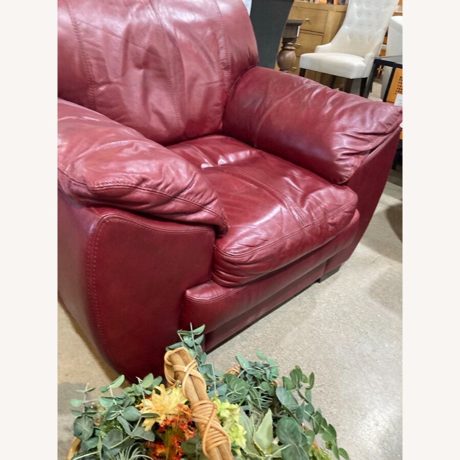 Socrate Leather Sofa Chair Maroon  - image-4