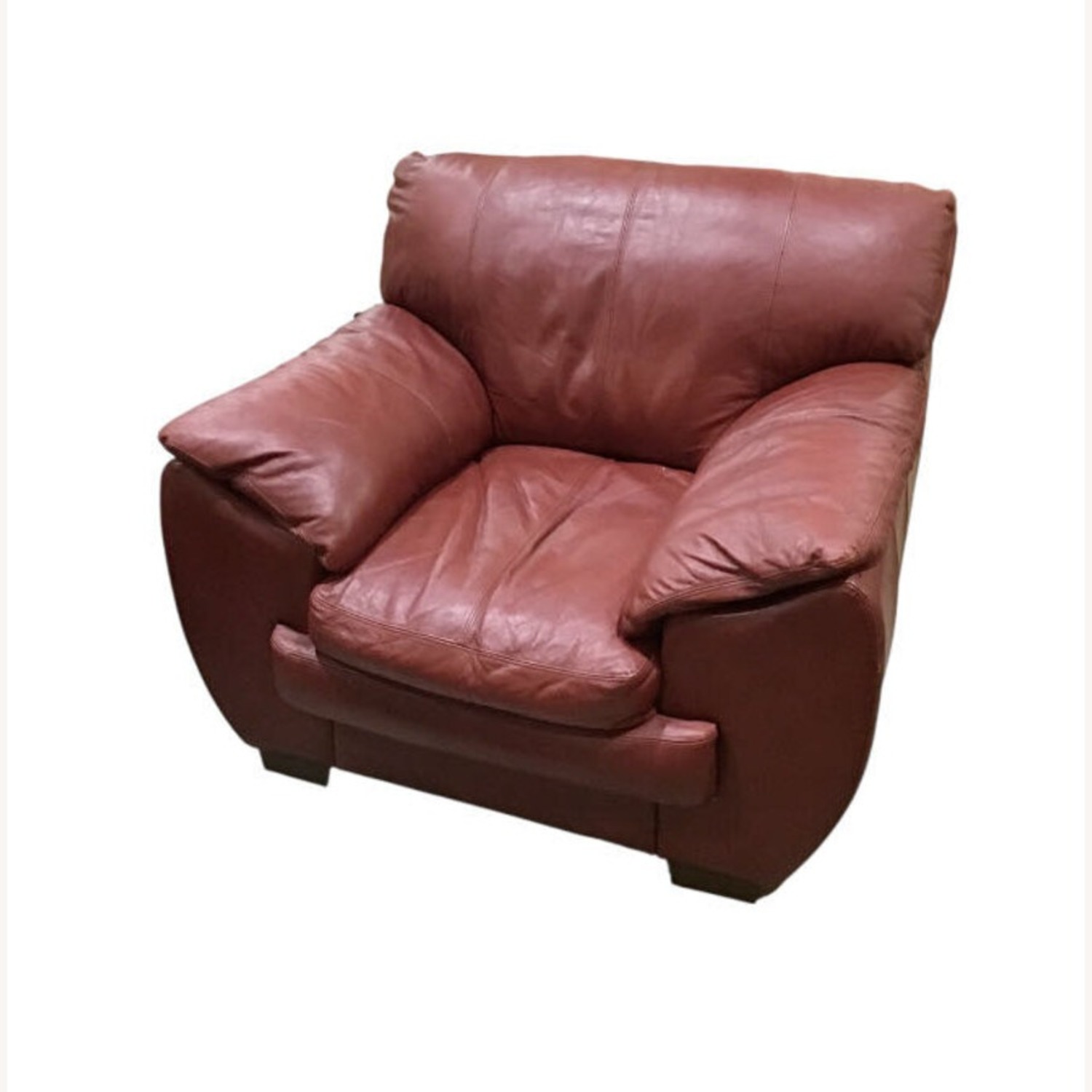 Socrate Leather Sofa Chair Maroon  - image-1