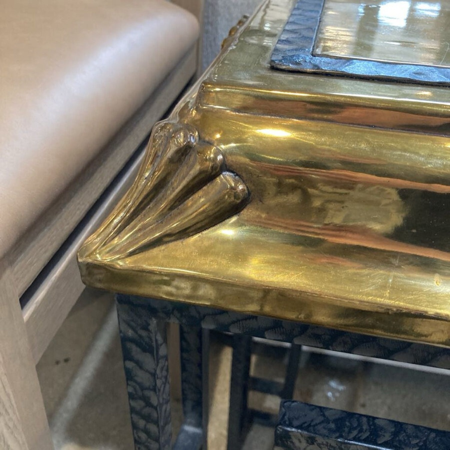 Art Deco Brass Shell Motif Console Table - image-5