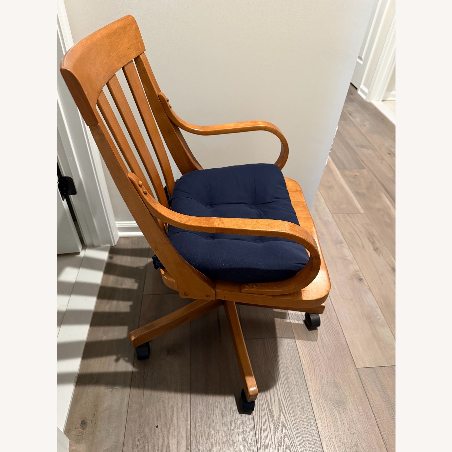 Ethan Allen Light Brown Wood Office Chair - image-2