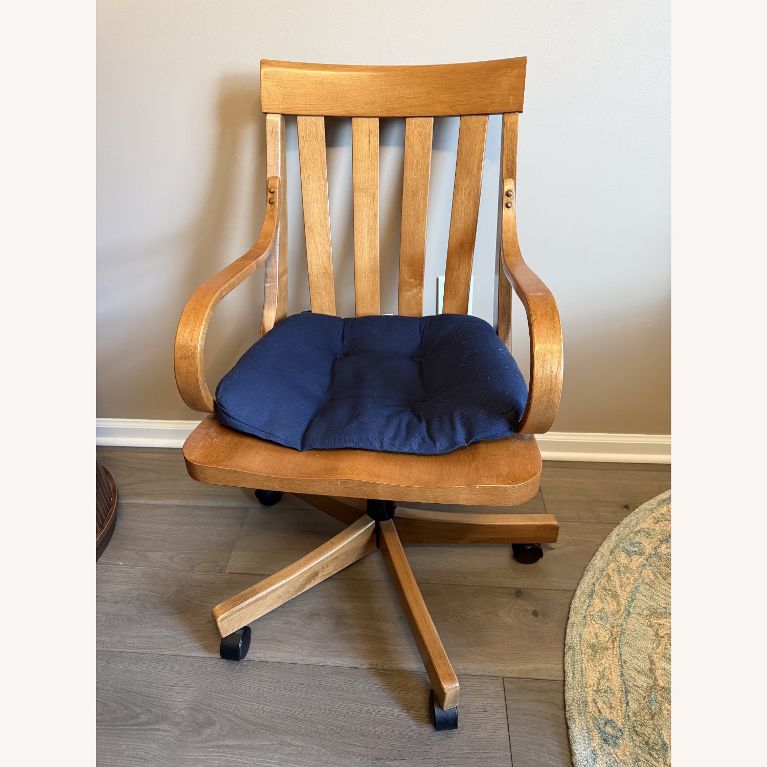 Ethan Allen Light Brown Wood Office Chair - image-1