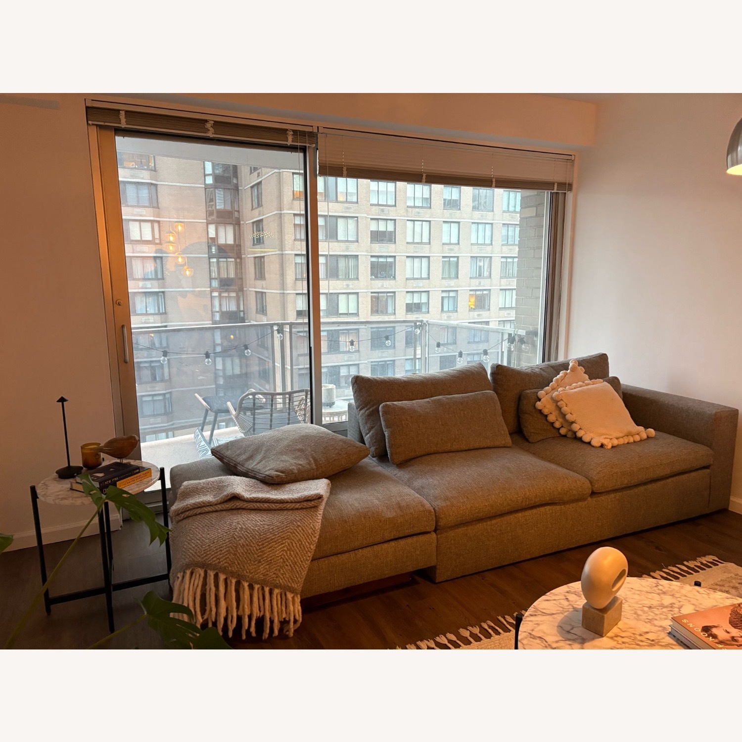 West Elm Harmony Light Gray Linen 2 Piece Sectional - image-4