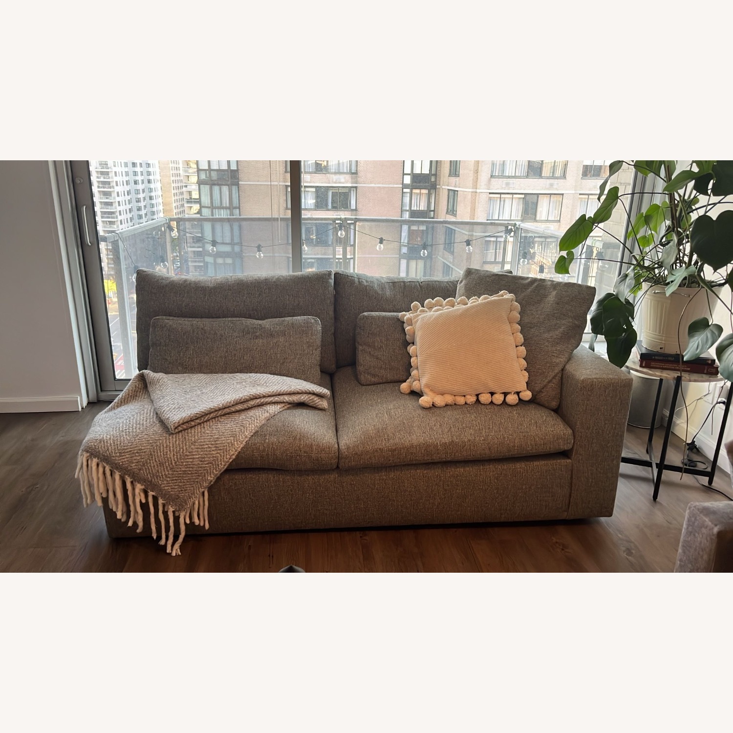 West Elm Harmony Light Gray Linen 2 Piece Sectional - image-1