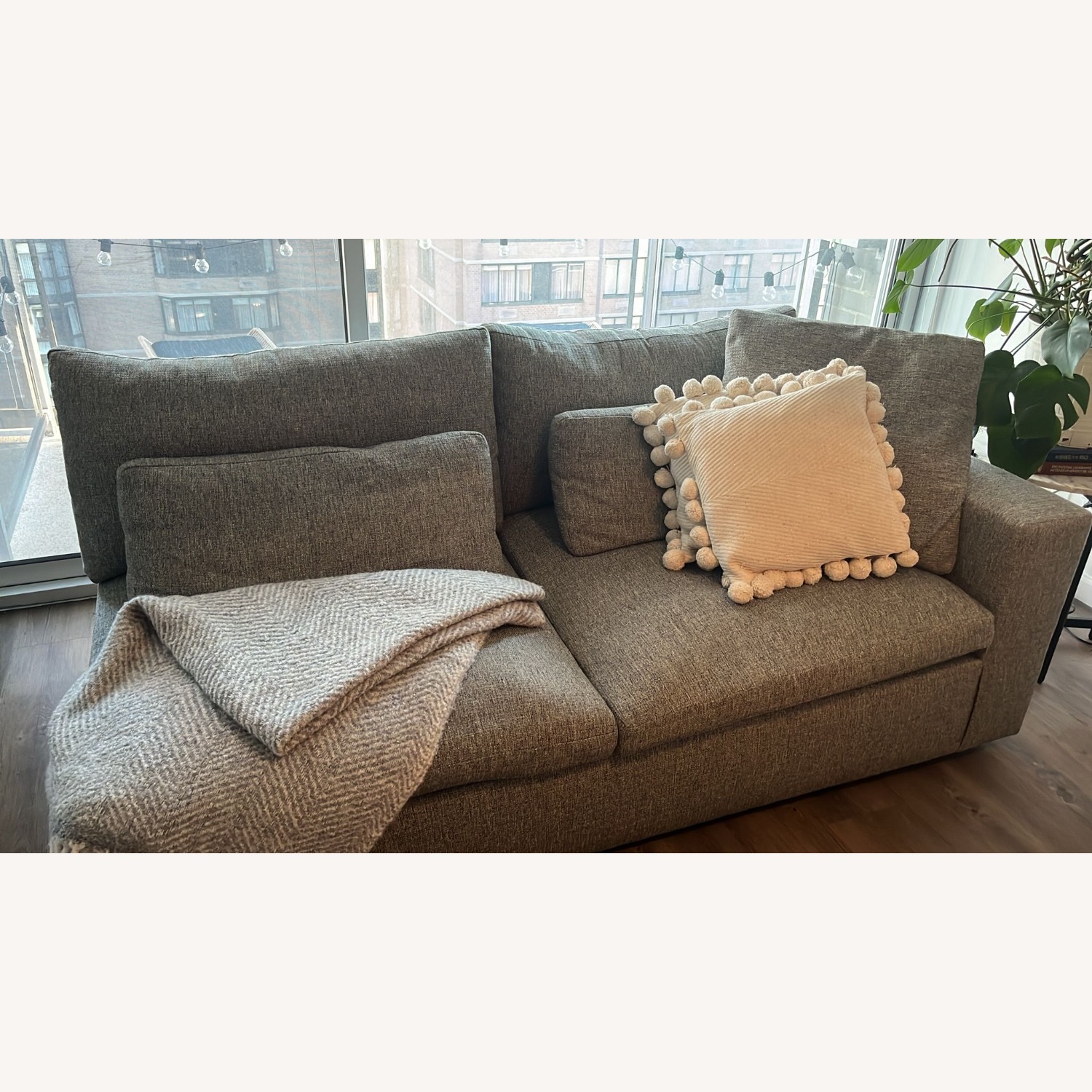 West Elm Harmony Light Gray Linen 2 Piece Sectional - image-2