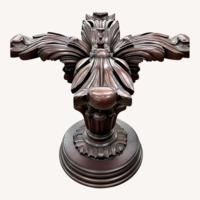 Glass Table Top With Decorative Wood Pedestal 