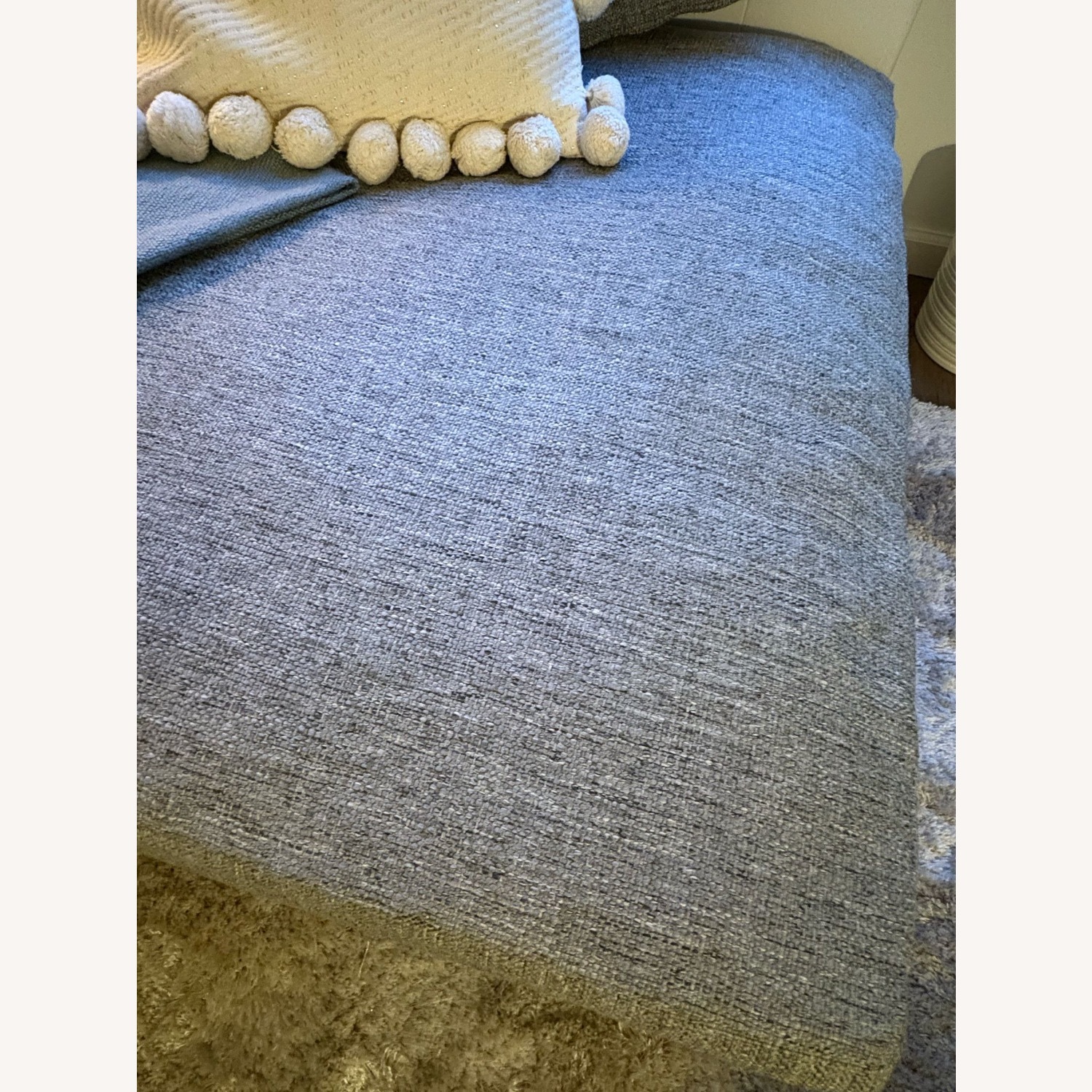 West Elm Harmony  Light Gray Linen Ottoman - image-7