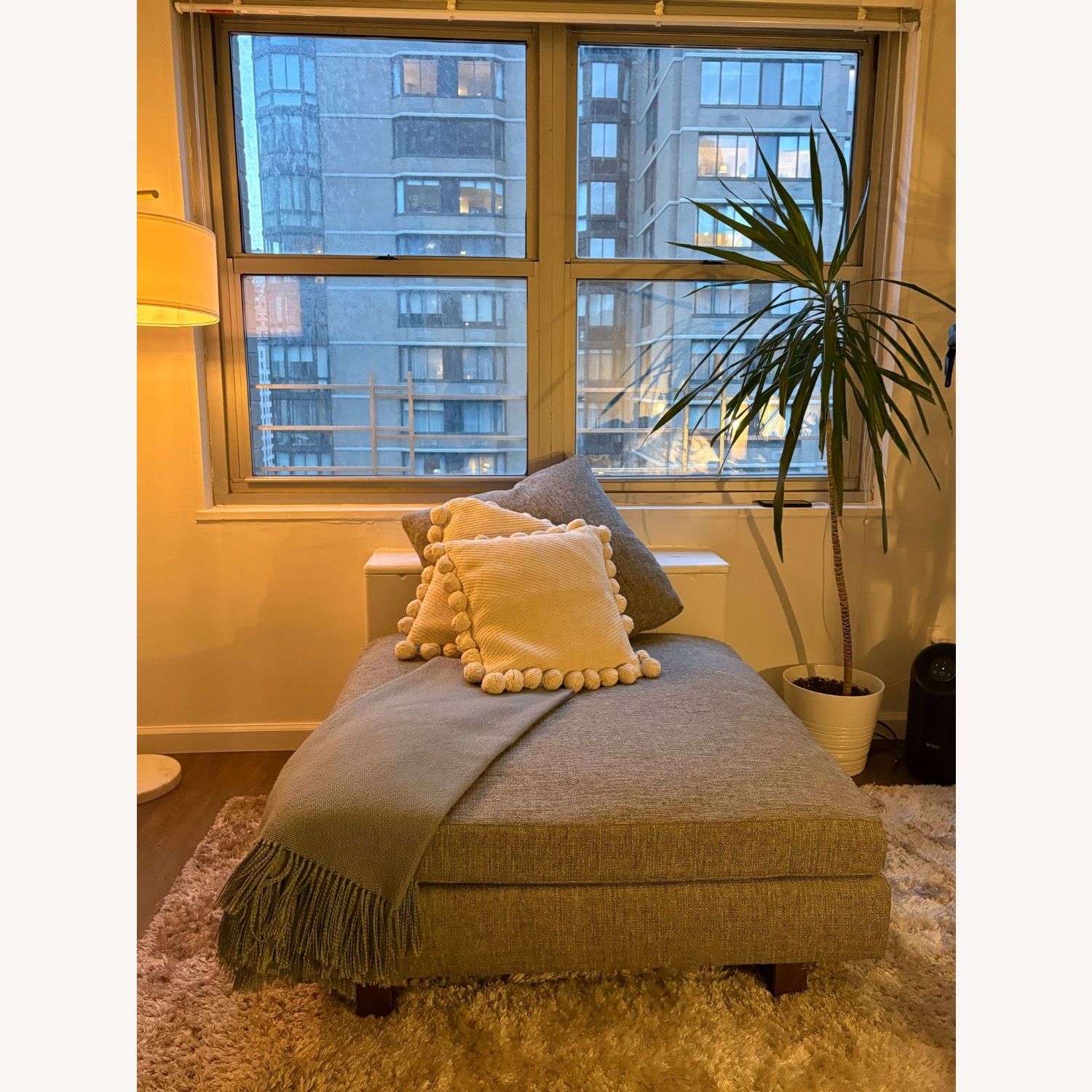 West Elm Harmony  Light Gray Linen Ottoman - image-4