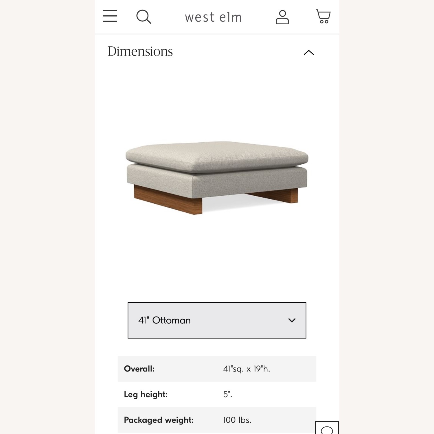 West Elm Harmony  Light Gray Linen Ottoman - image-1