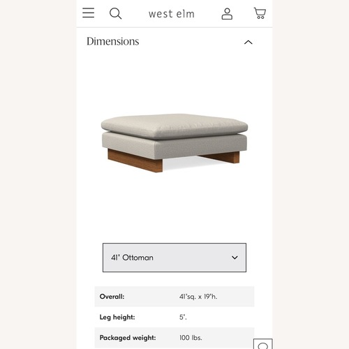 Used West Elm Harmony  Light Gray Linen Ottoman for sale on AptDeco