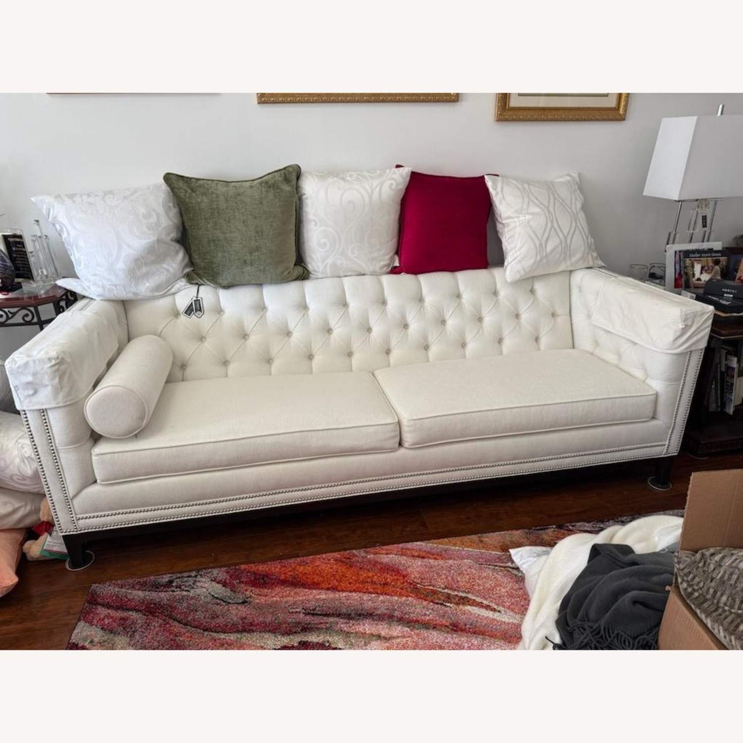 White Fabric 3+ Seater Sofa - image-2