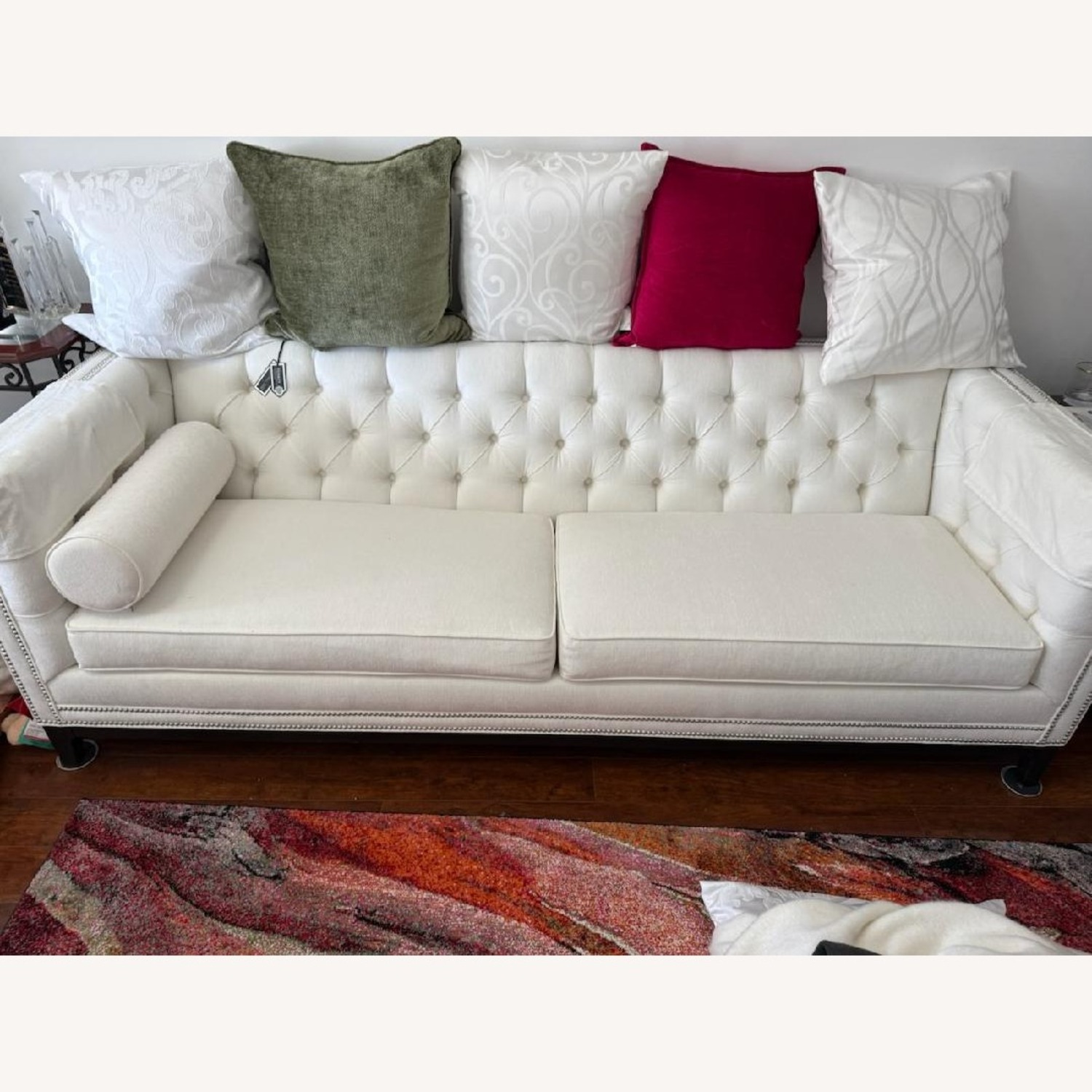 White Fabric 3+ Seater Sofa - image-1