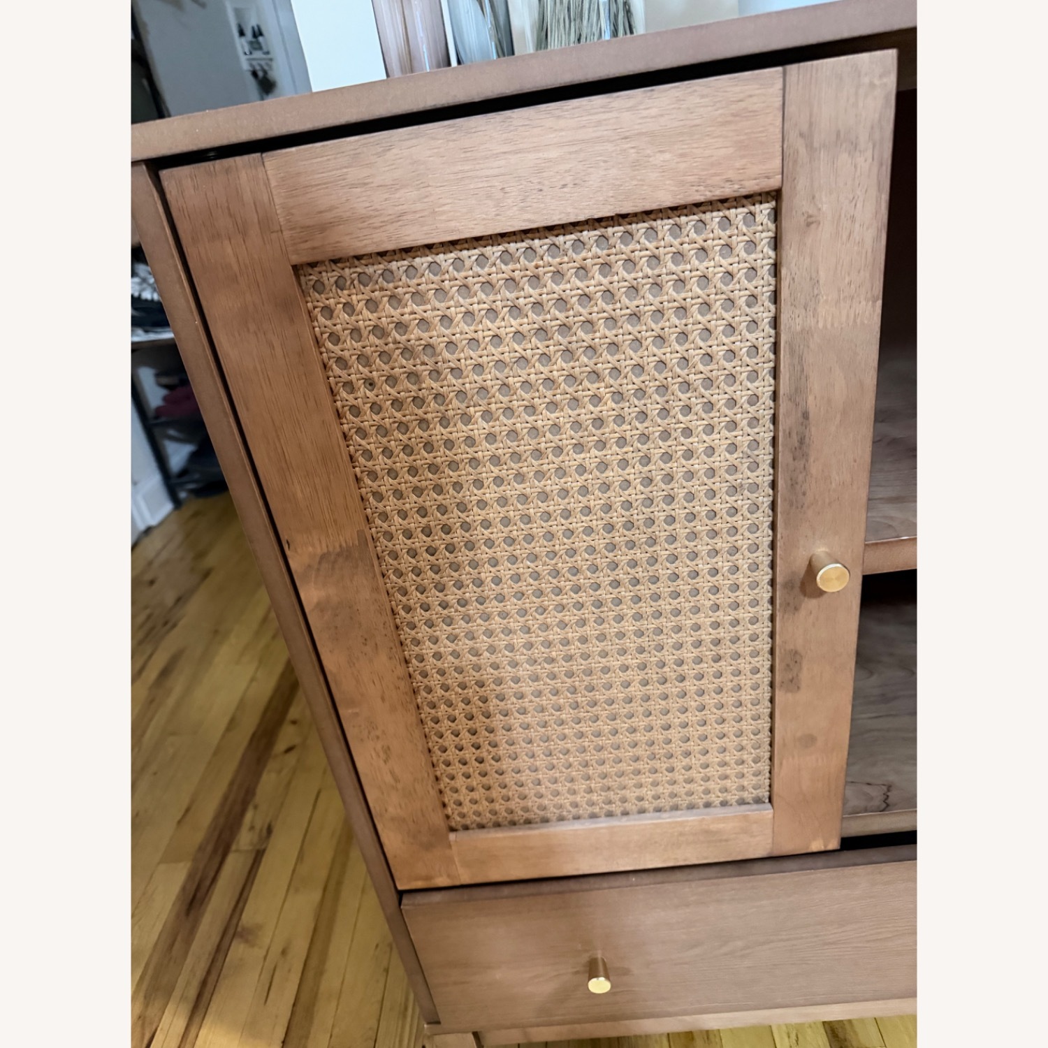 Mid-Century Modern Wood and Rattan Sideboard - image-3