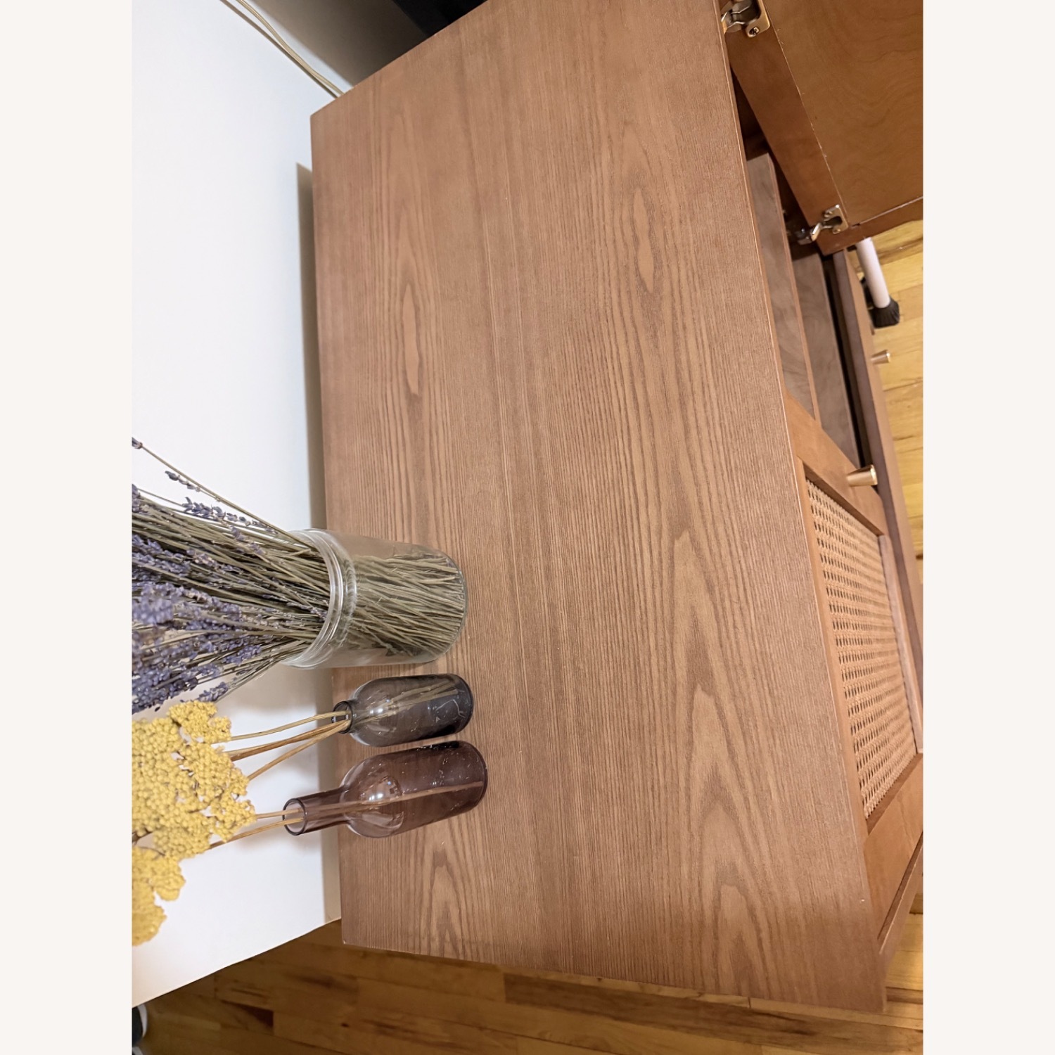 Mid-Century Modern Wood and Rattan Sideboard - image-5