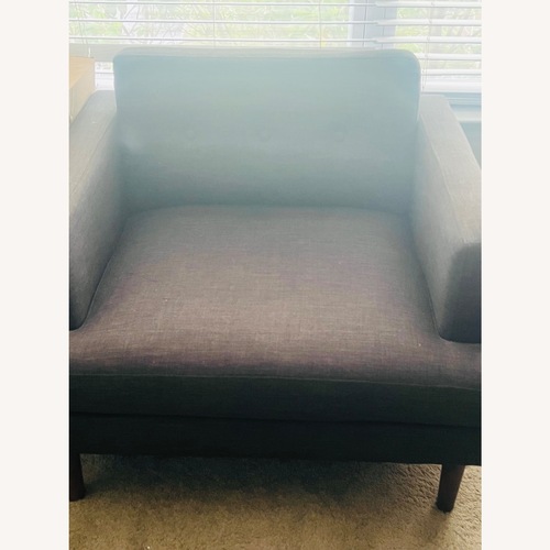 Used At Home USA Dark Brown Fabric Armchair for sale on AptDeco